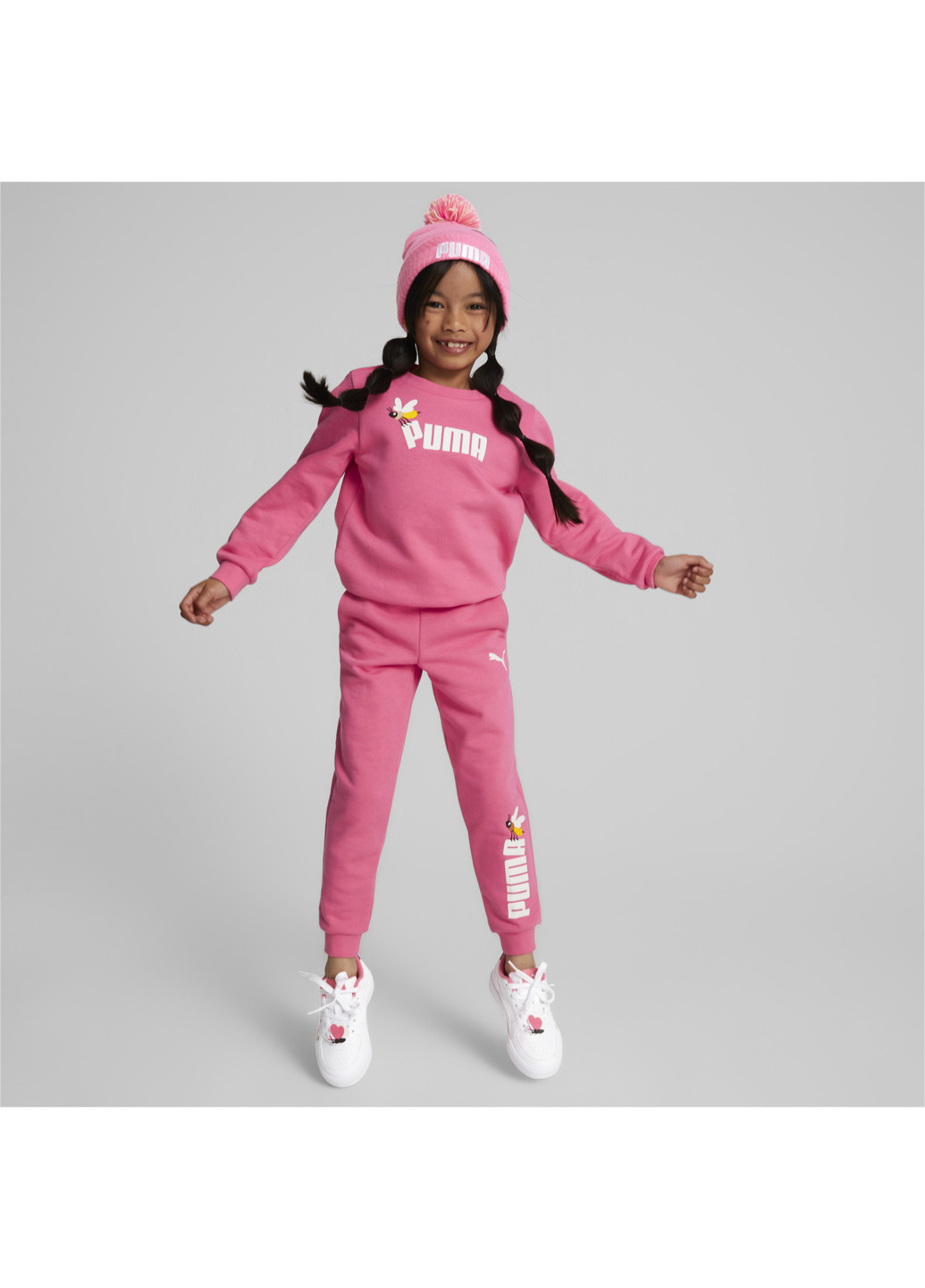 Дитяча шапка Small World Pom-Pom Beanie Youth Puma однотонна рожева спортивна поліамід, акрил