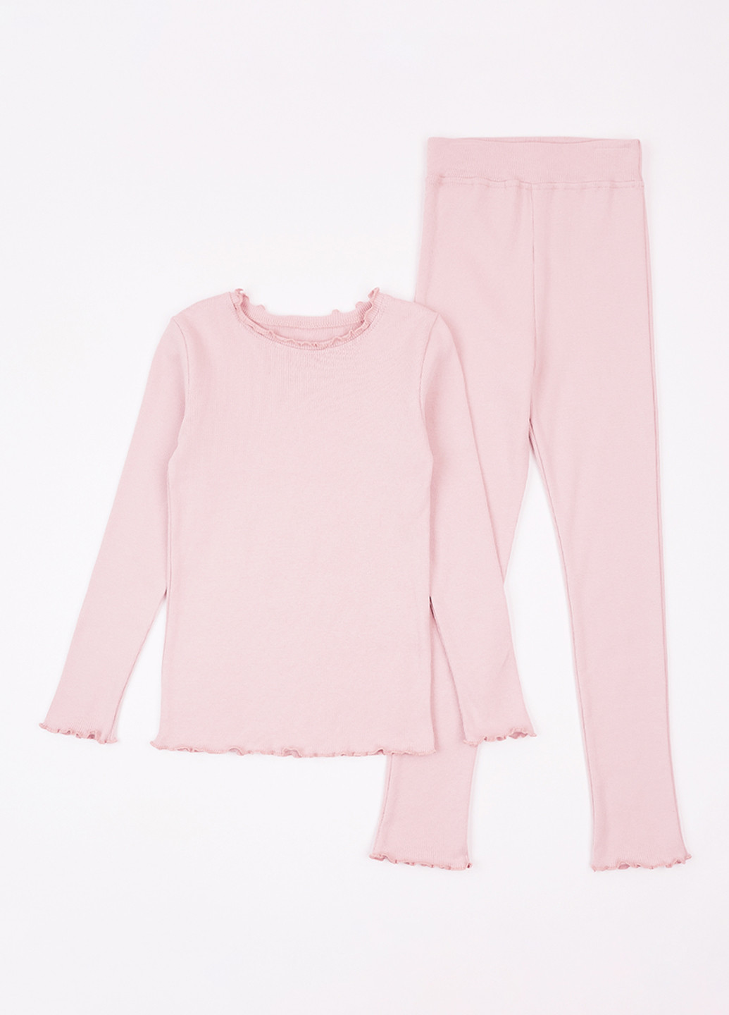 Пудровий демісезонний костюм (лонгслів, легінси) брючний Flamingo