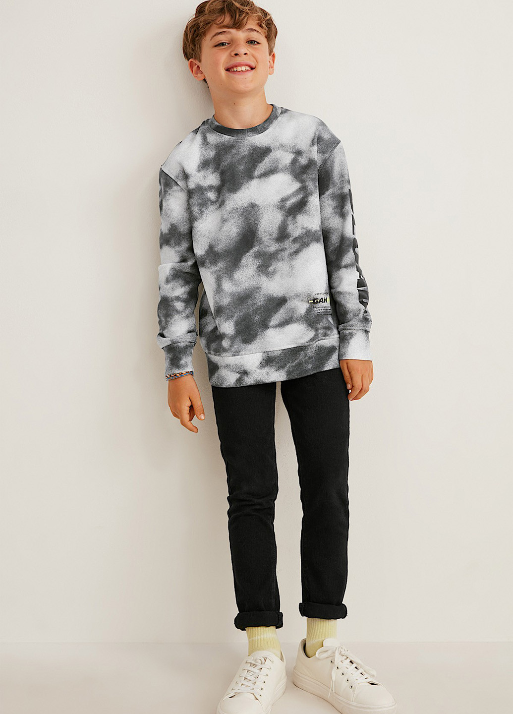 C&A світшот абстрактний комбінований кежуал бавовна, футер