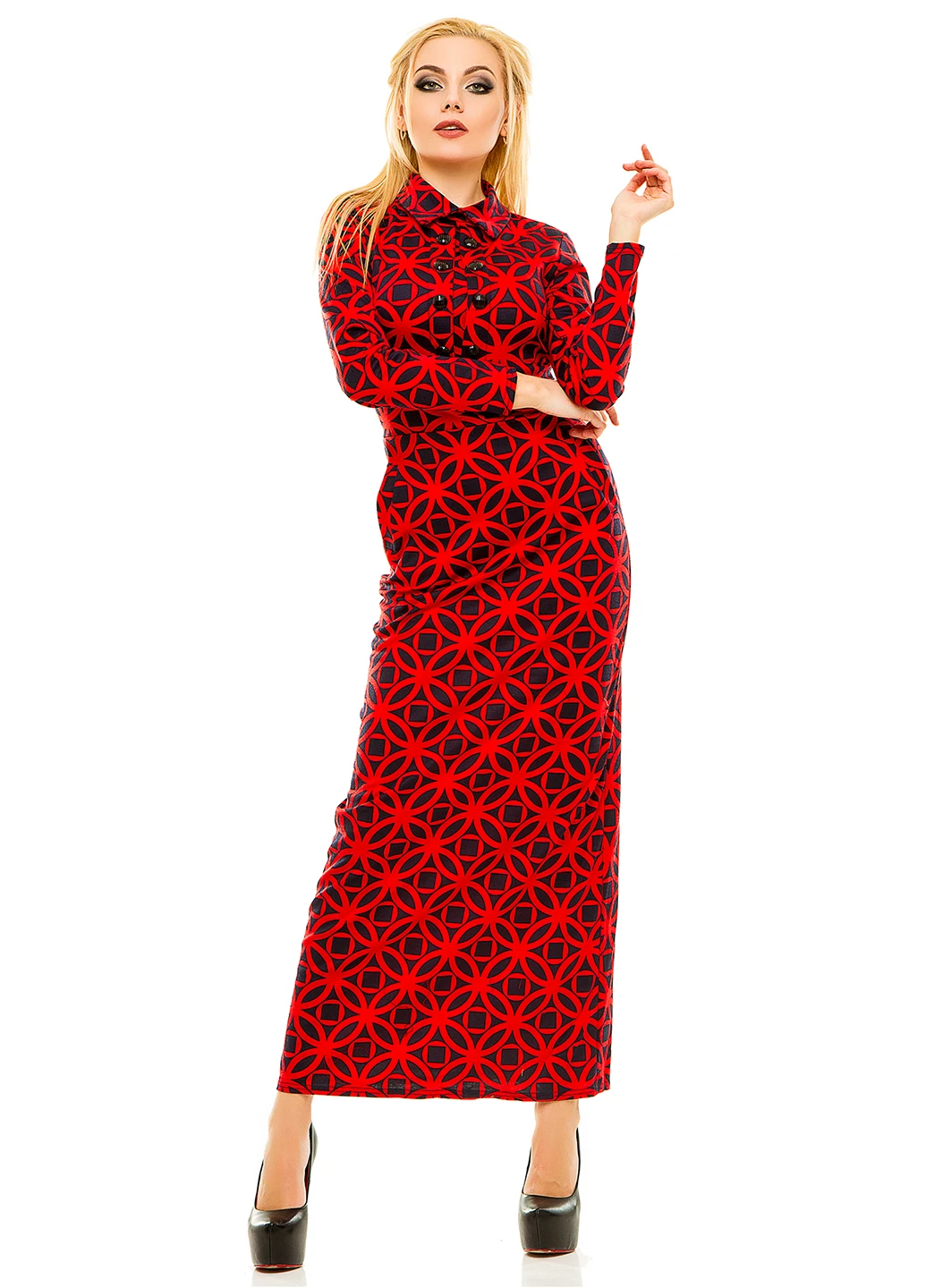 Красное деловое платье Lady Style