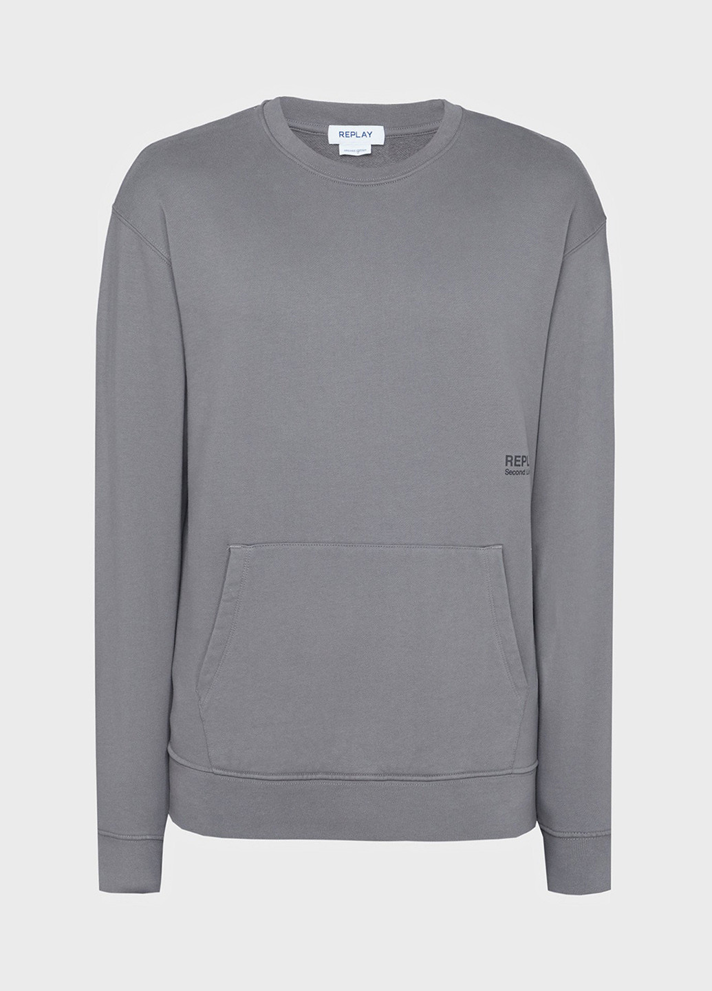 Сірий світшот Replay логотип без декору (314984495)