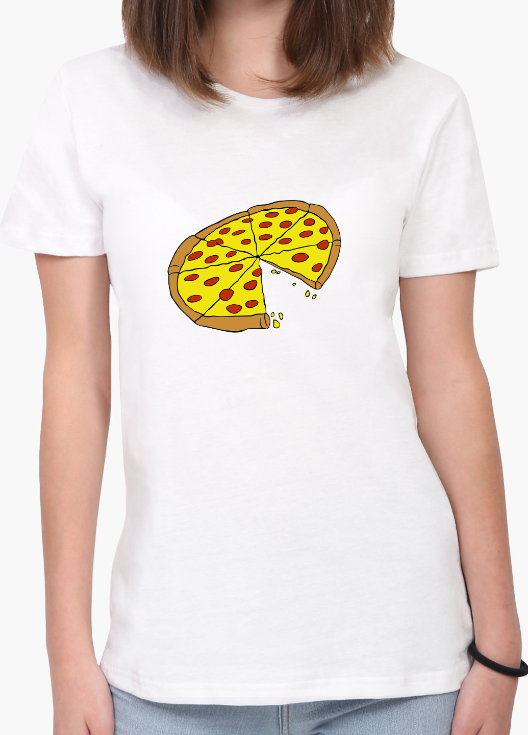 Футболка жіноча Піца (Pizza) Білий (8976-2078) XXL MobiPrint - (216331029)