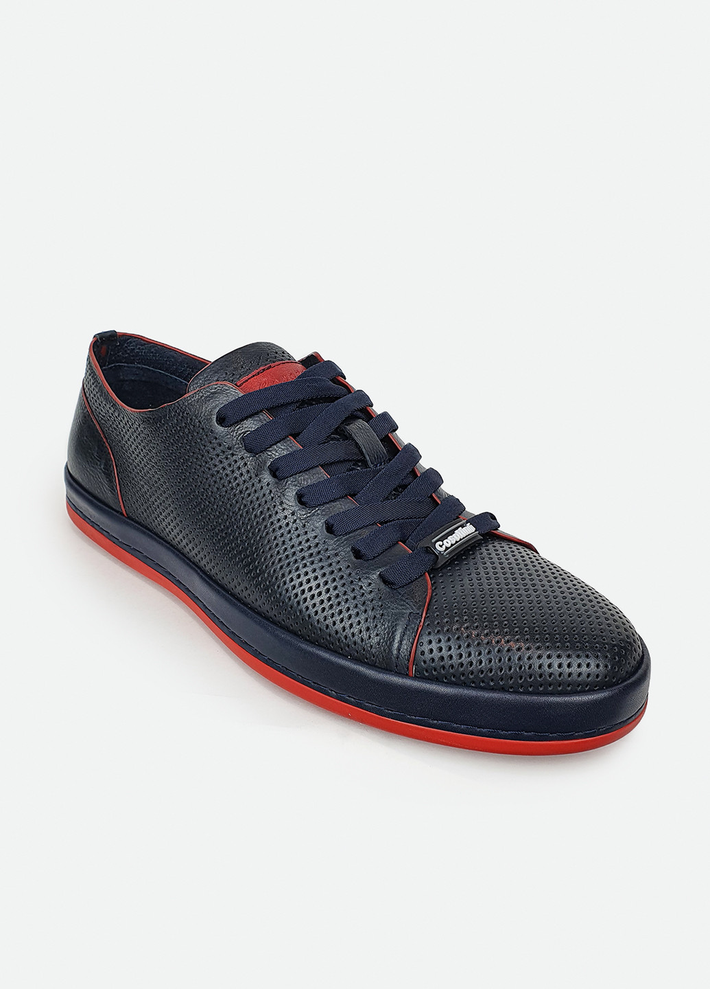 Синие удобные мужские туфли в дырочку кожаные темно-синие на шнурках 45 Cosottinni