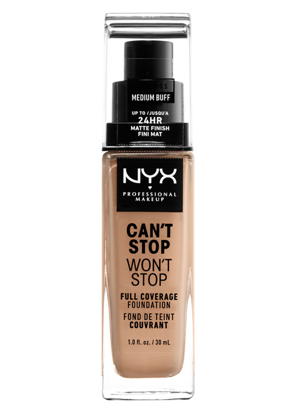 Тональная основа Can't Stop Won't Stop Full Coverage Foundation 10.5 Medium Buff NYX Professional Makeup (190885801)