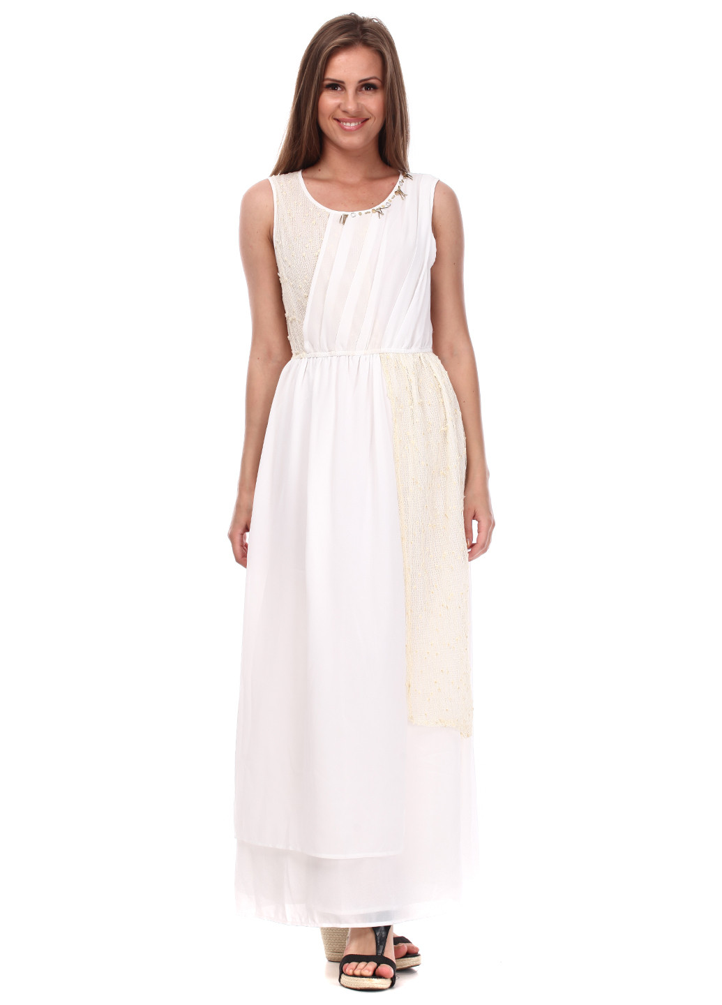 Белое кэжуал платье Sofia однотонное