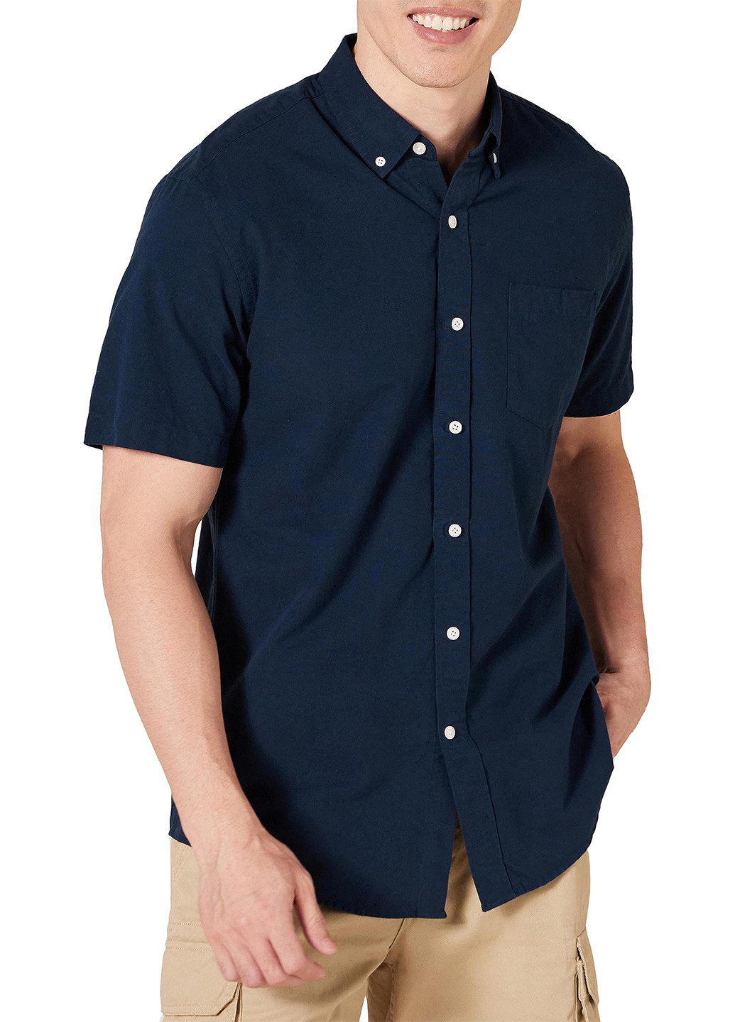 Темно-синяя кэжуал рубашка однотонная Amazon Essentials