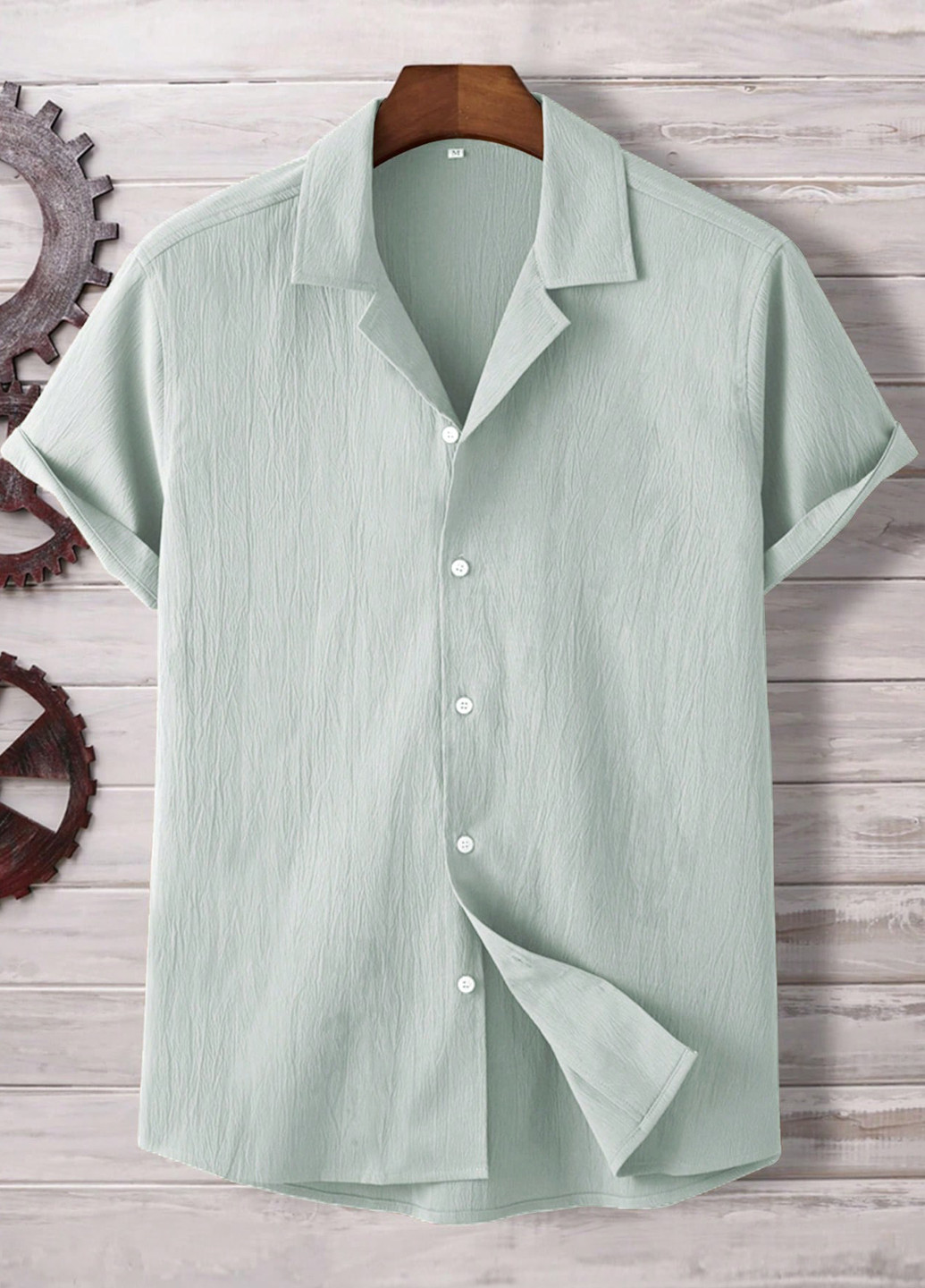 Мятная классическая, кэжуал рубашка однотонная SHEIN