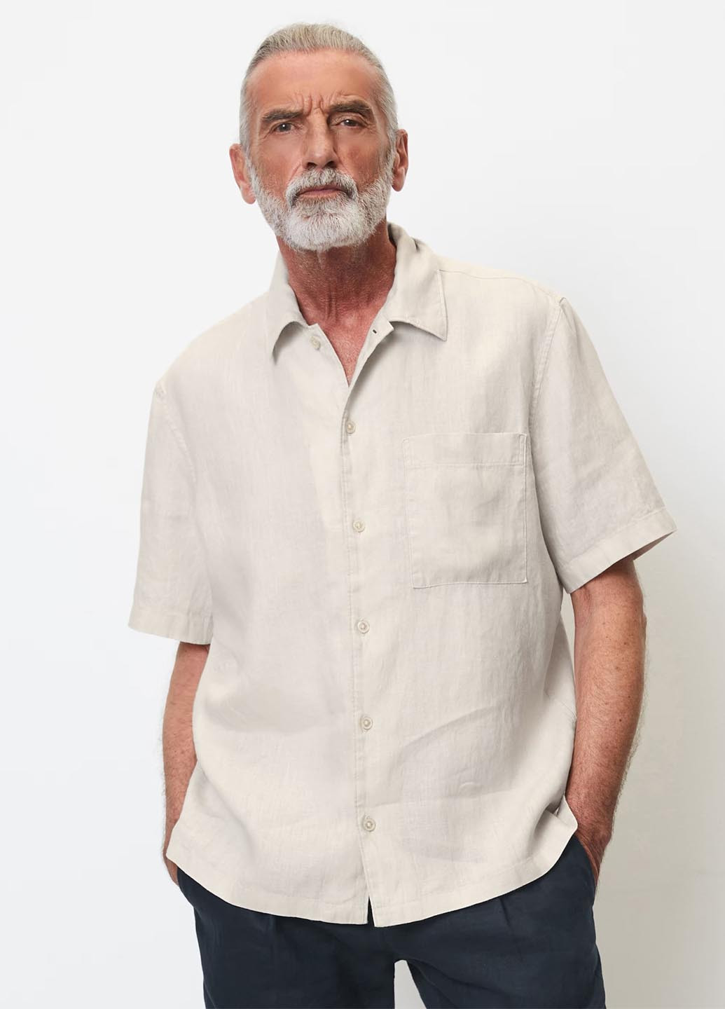 Серо-бежевая кэжуал рубашка однотонная Marc O'Polo