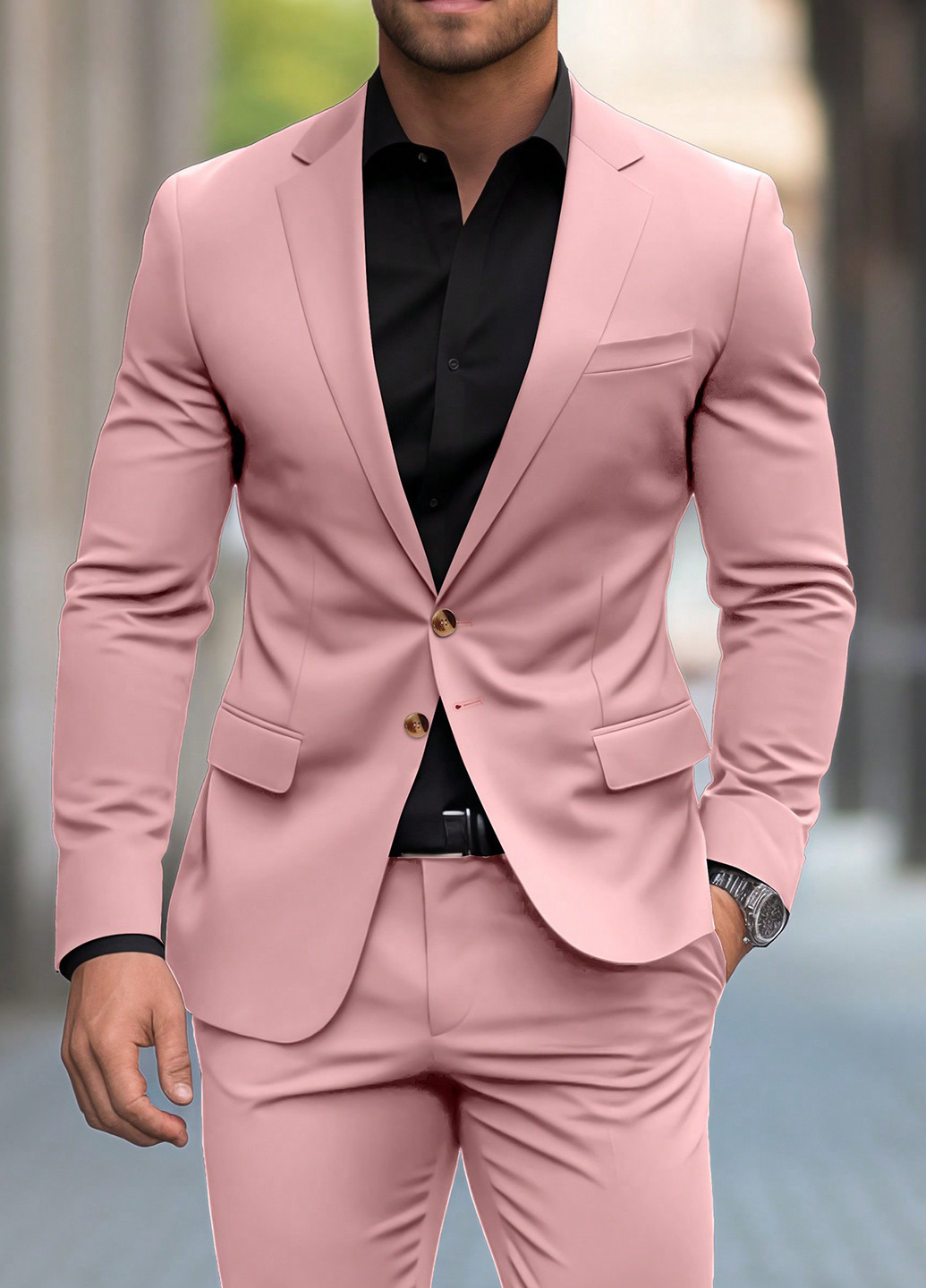 Світло-рожевий демісезонний костюм (піджак, штани) брючний SHEIN