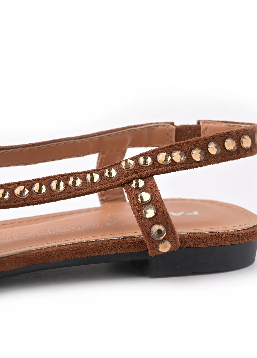 Женские балетки Top Shoes | коричневые однотонные заклепки искусственная замша (187545796)