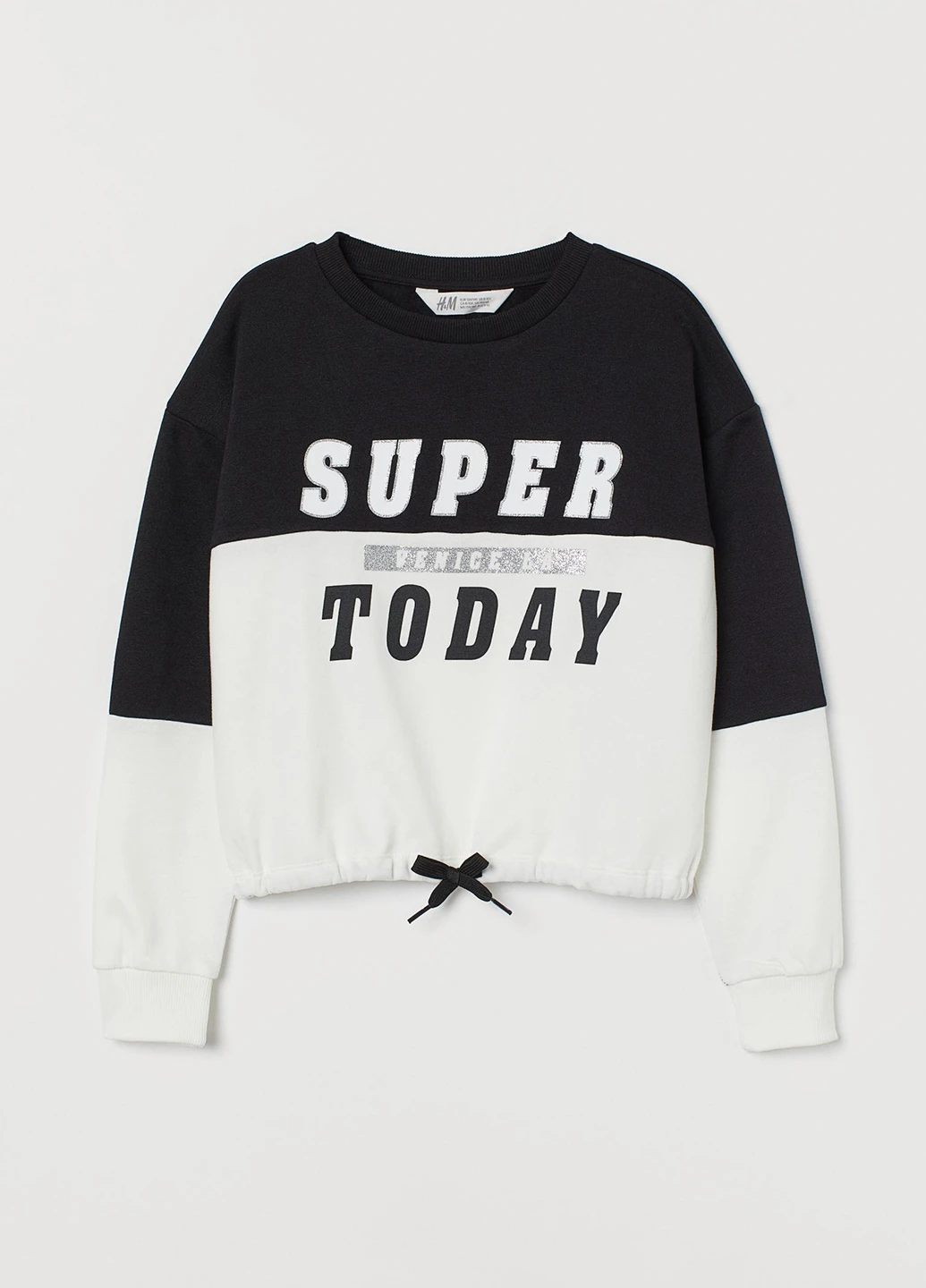 Черно-белый свитшот H&M надпись без декора (251696967)