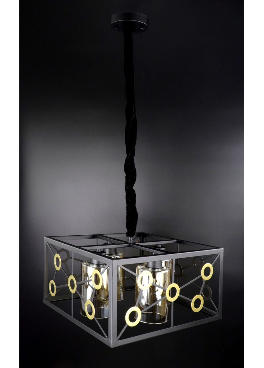 Люстра підвісна стельова в стилі LOFT (лофт) 12600/4-gr Чорний 30х40х40 см. Sunnysky (253628829)