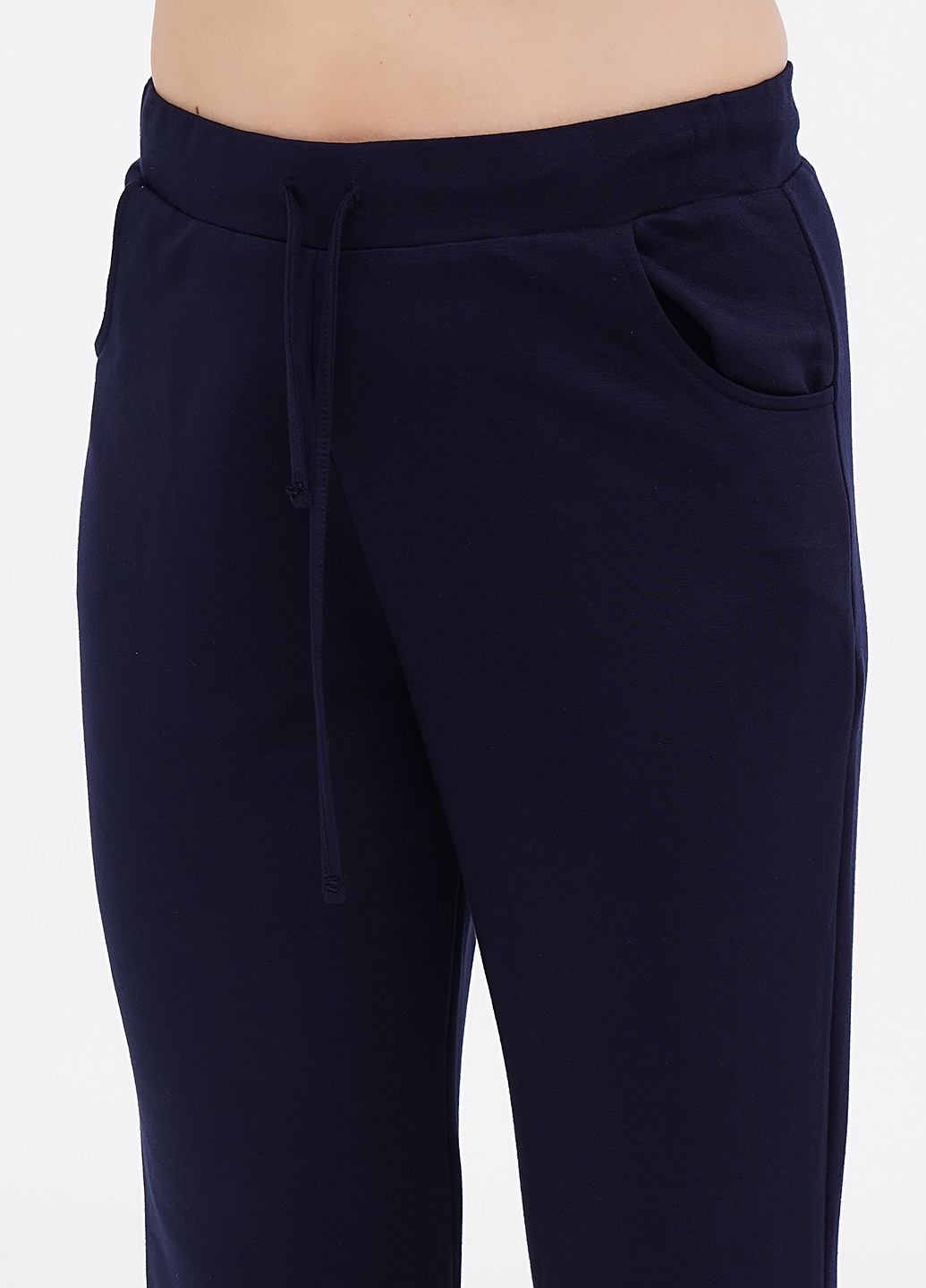 Темно-синие кэжуал демисезонные прямые, укороченные брюки Plantier