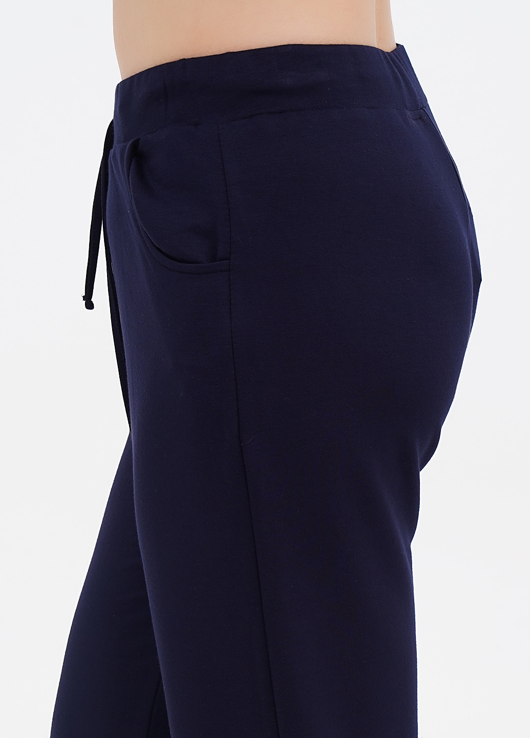 Темно-синие кэжуал демисезонные прямые, укороченные брюки Plantier