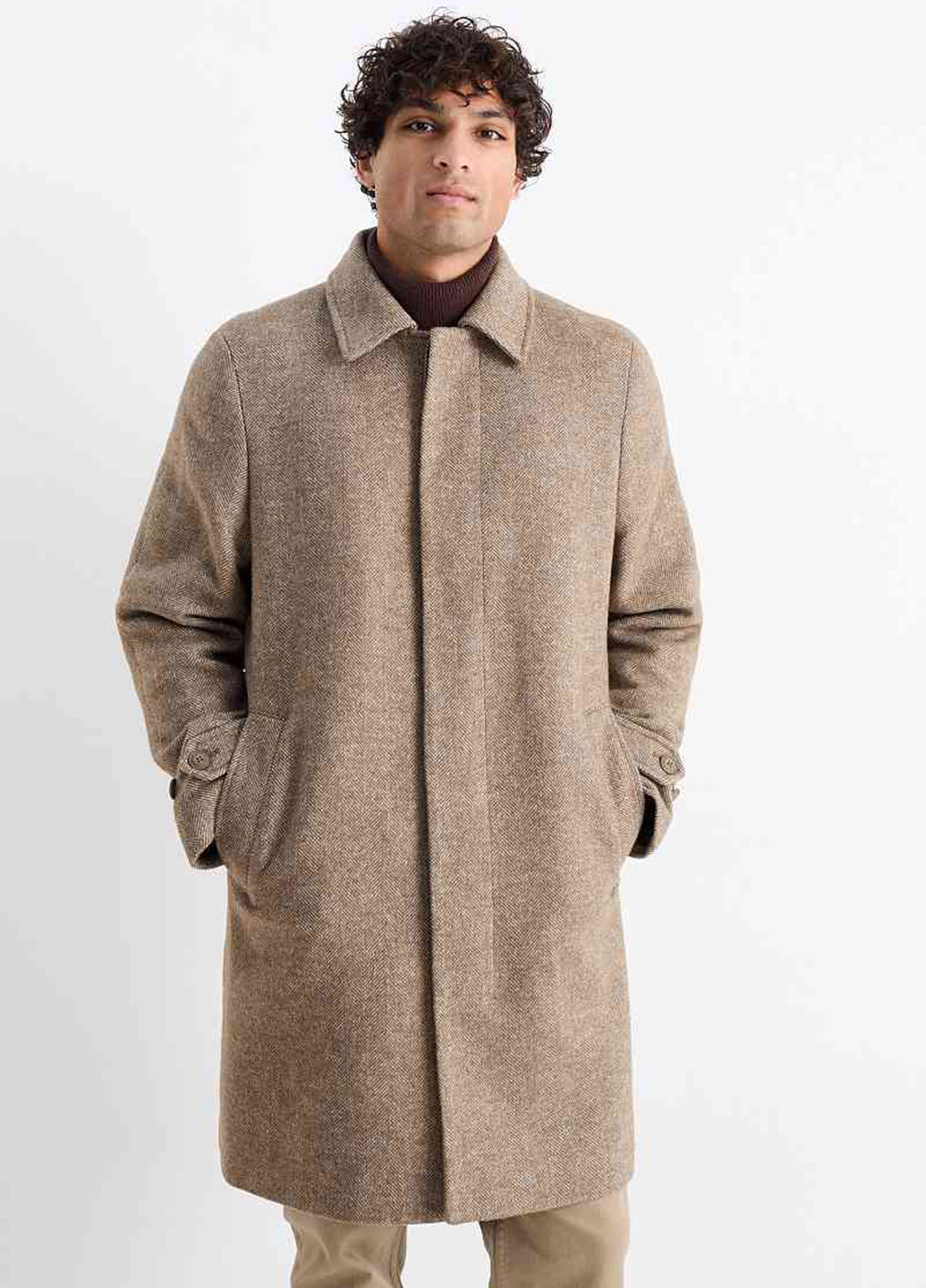 Бежевое демисезонное Пальто однобортное C&A