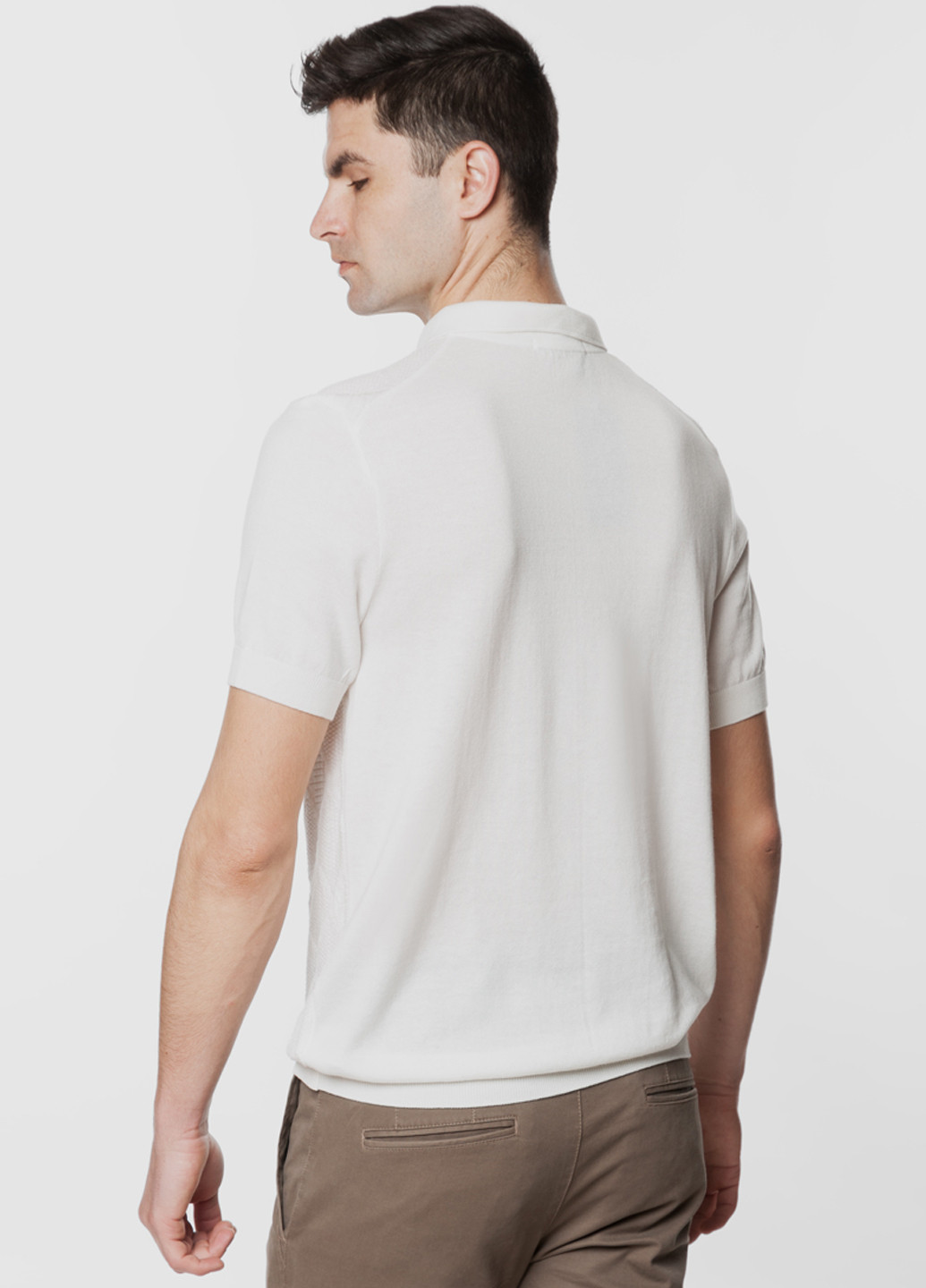 Белая футболка-поло вязаное мужское для мужчин Arber однотонная