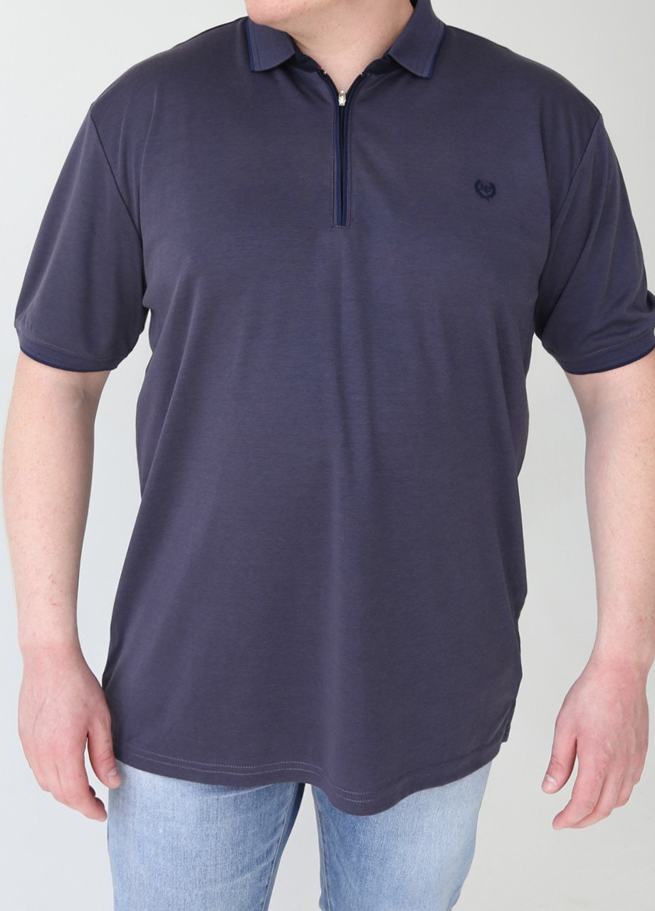 Фиолетовая футболка-поло мужское фиолетовое тонкое большой размер на молнии для мужчин MCS однотонная
