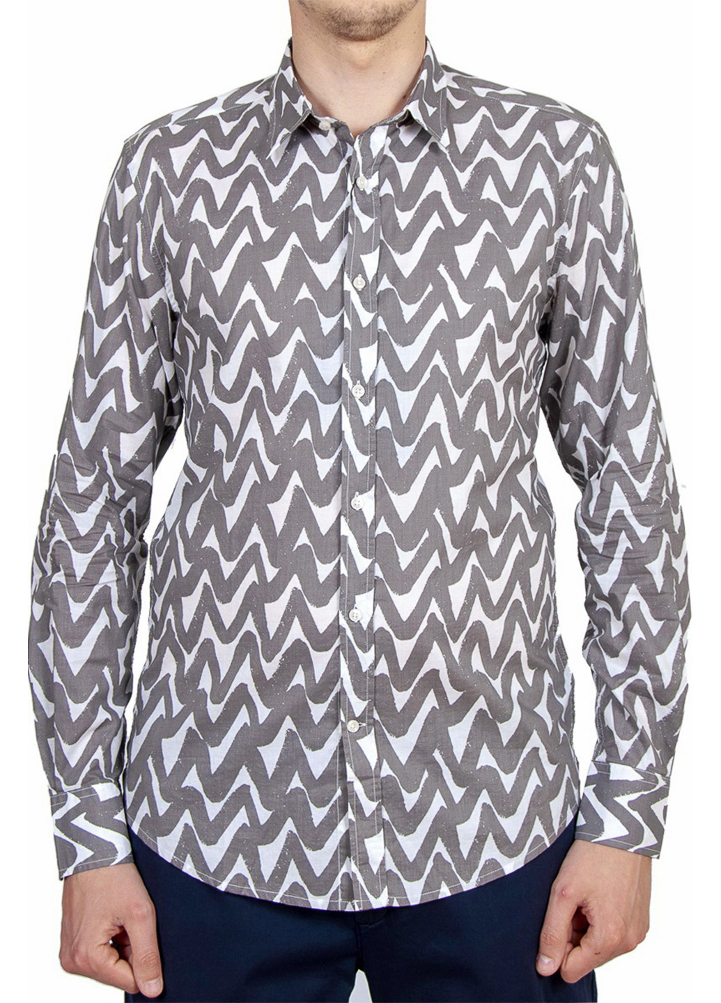 Серая рубашка с геометрическим узором Antony Morato