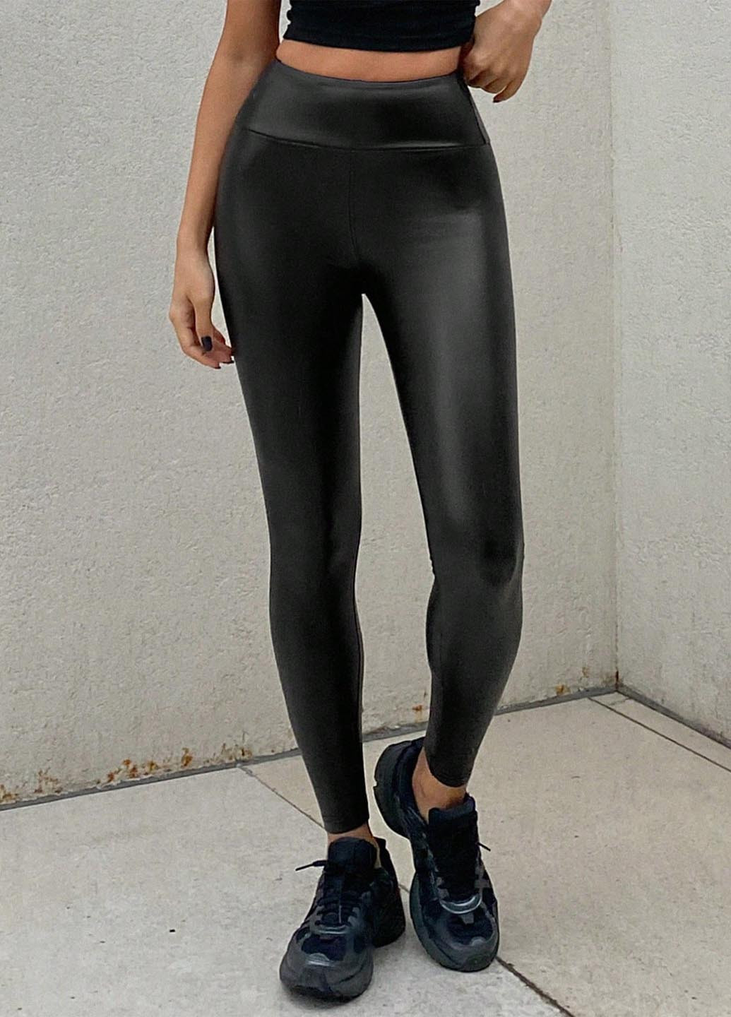 Черные демисезонные леггинсы SHEIN