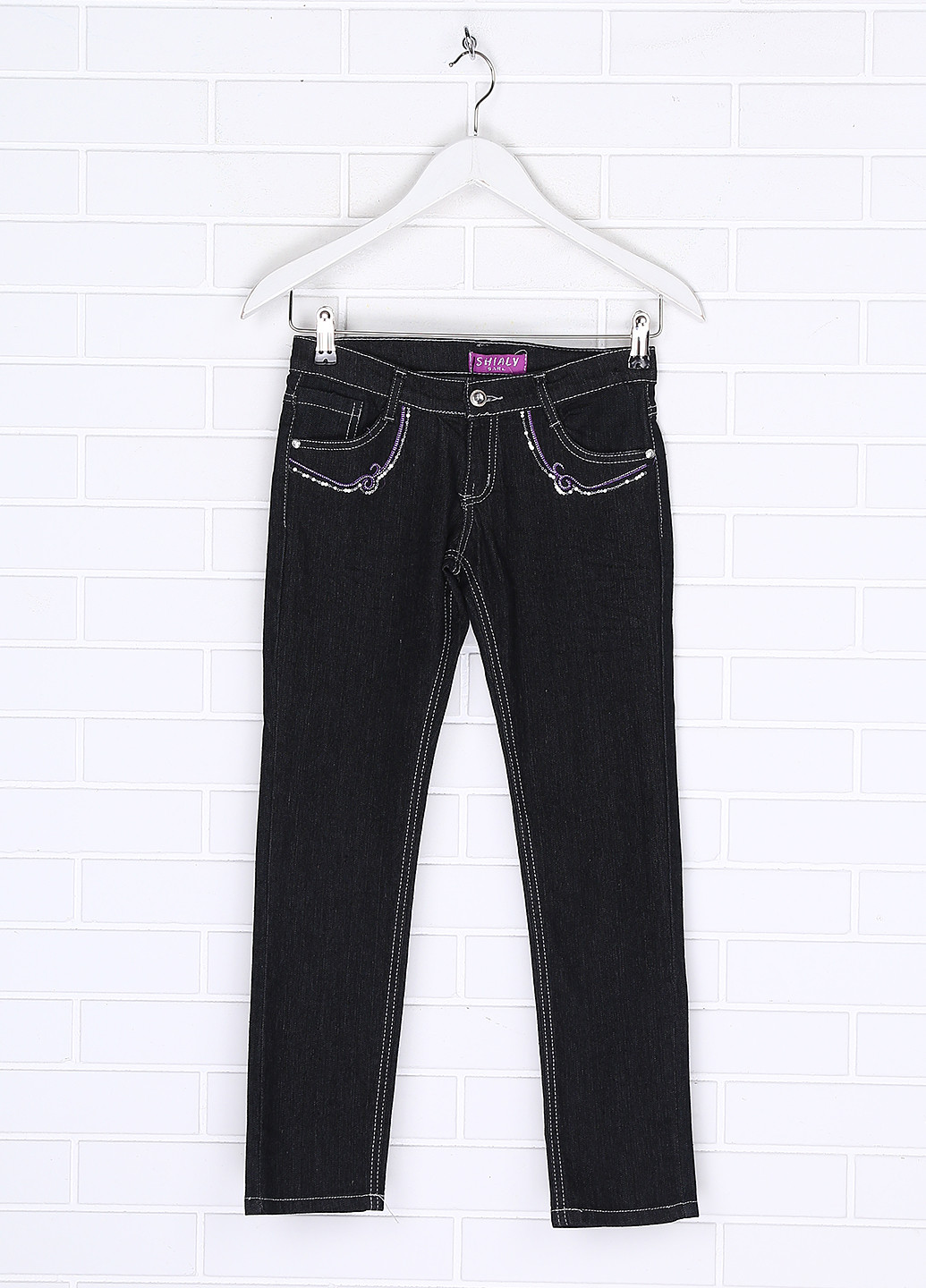 Черные демисезонные зауженные джинсы SHIALY