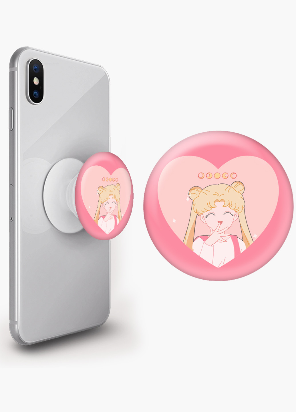 Попсокет (Popsockets) тримач для смартфону Сейлор Мун (Sailor Moon) (8754-2922) Чорний MobiPrint (229014715)