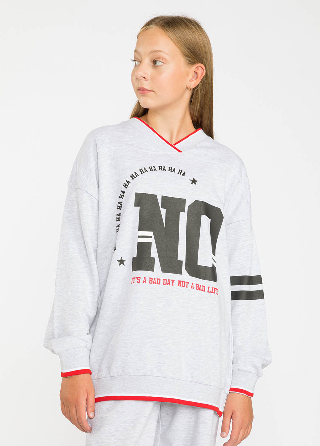 Reporter Young свитшот надпись светло-серый кэжуал хлопок