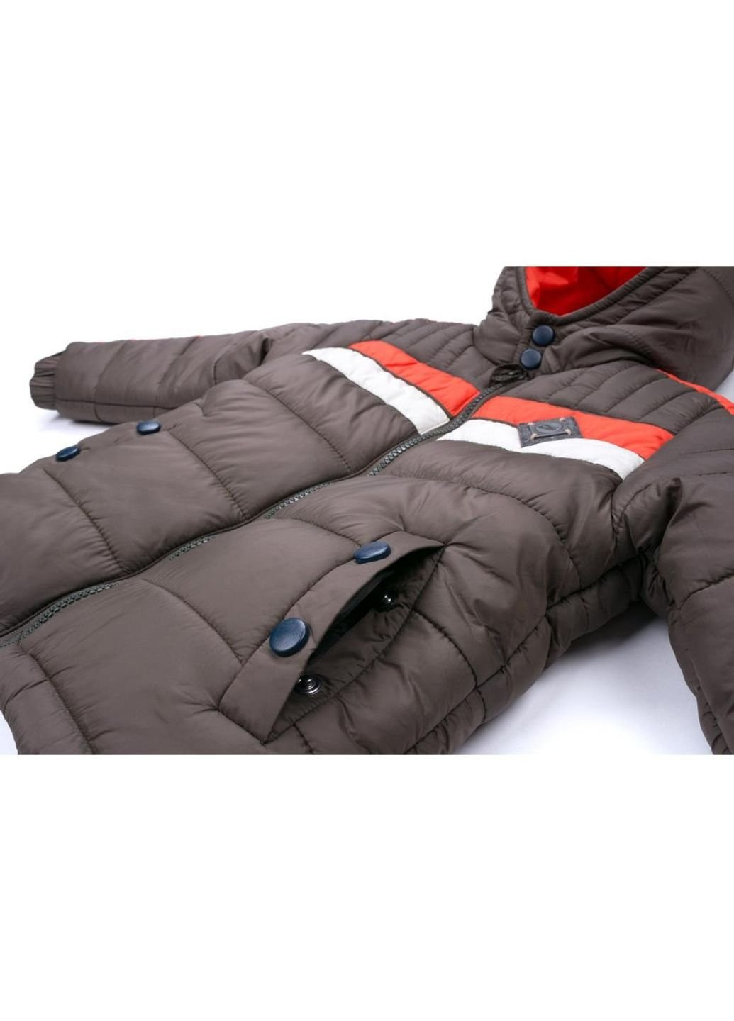 Коричнева зимня куртка з оранжевою смугою (2663-116b-brown) Verscon