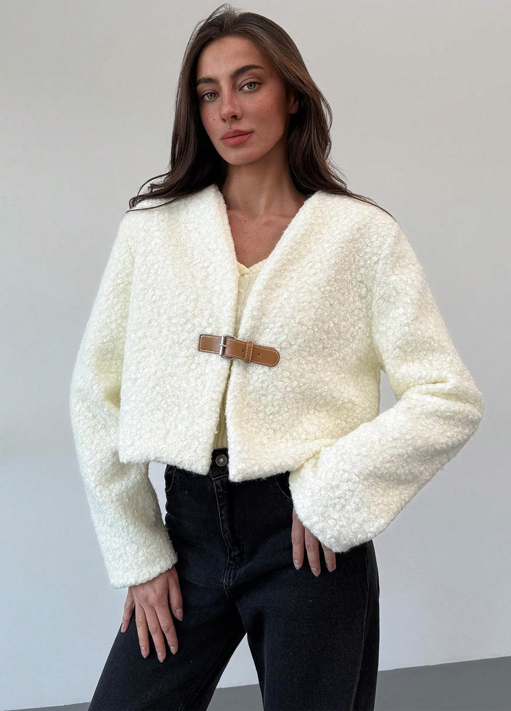 Кремовая демисезонная куртка SHEIN