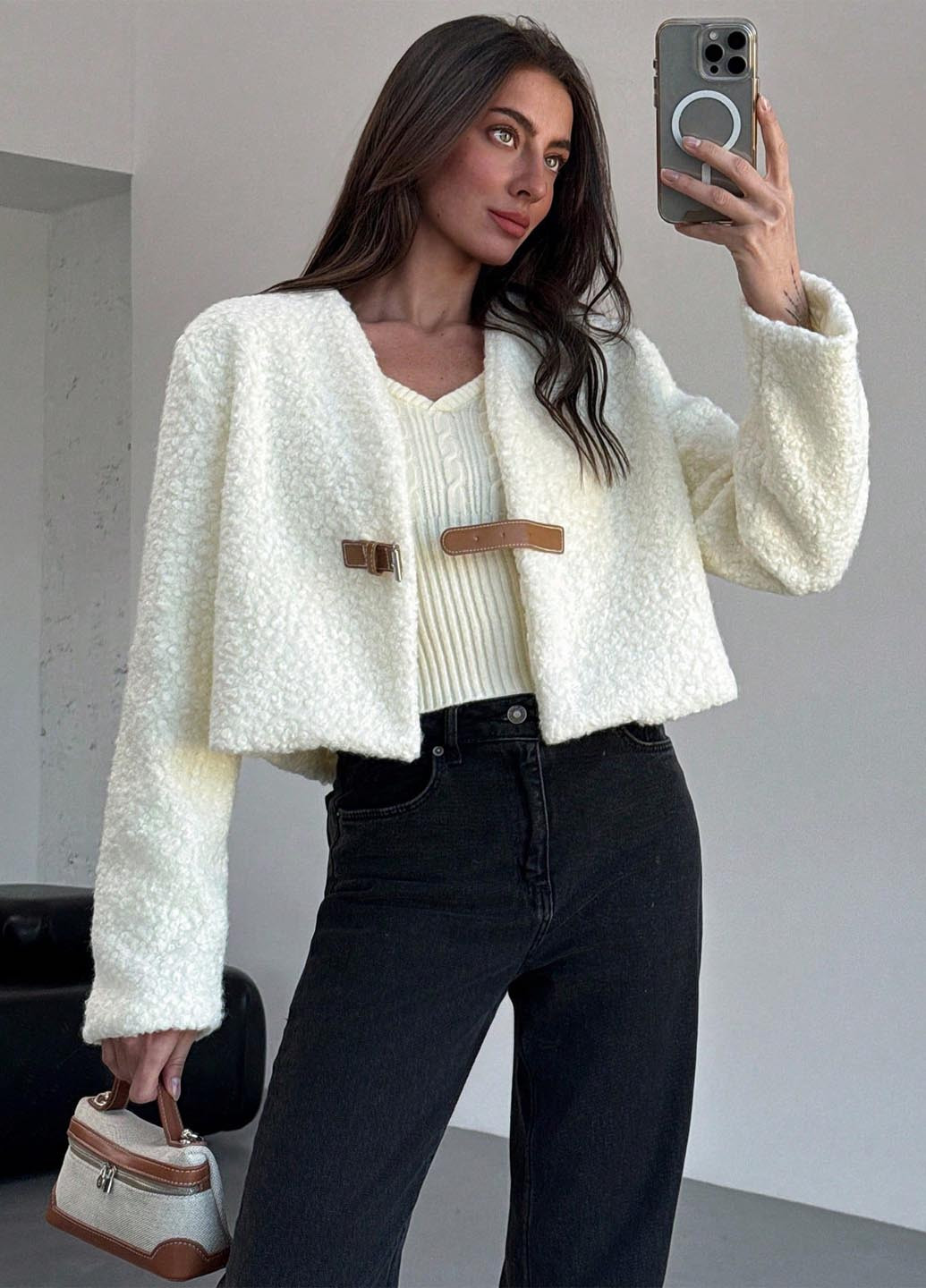 Кремовая демисезонная куртка SHEIN