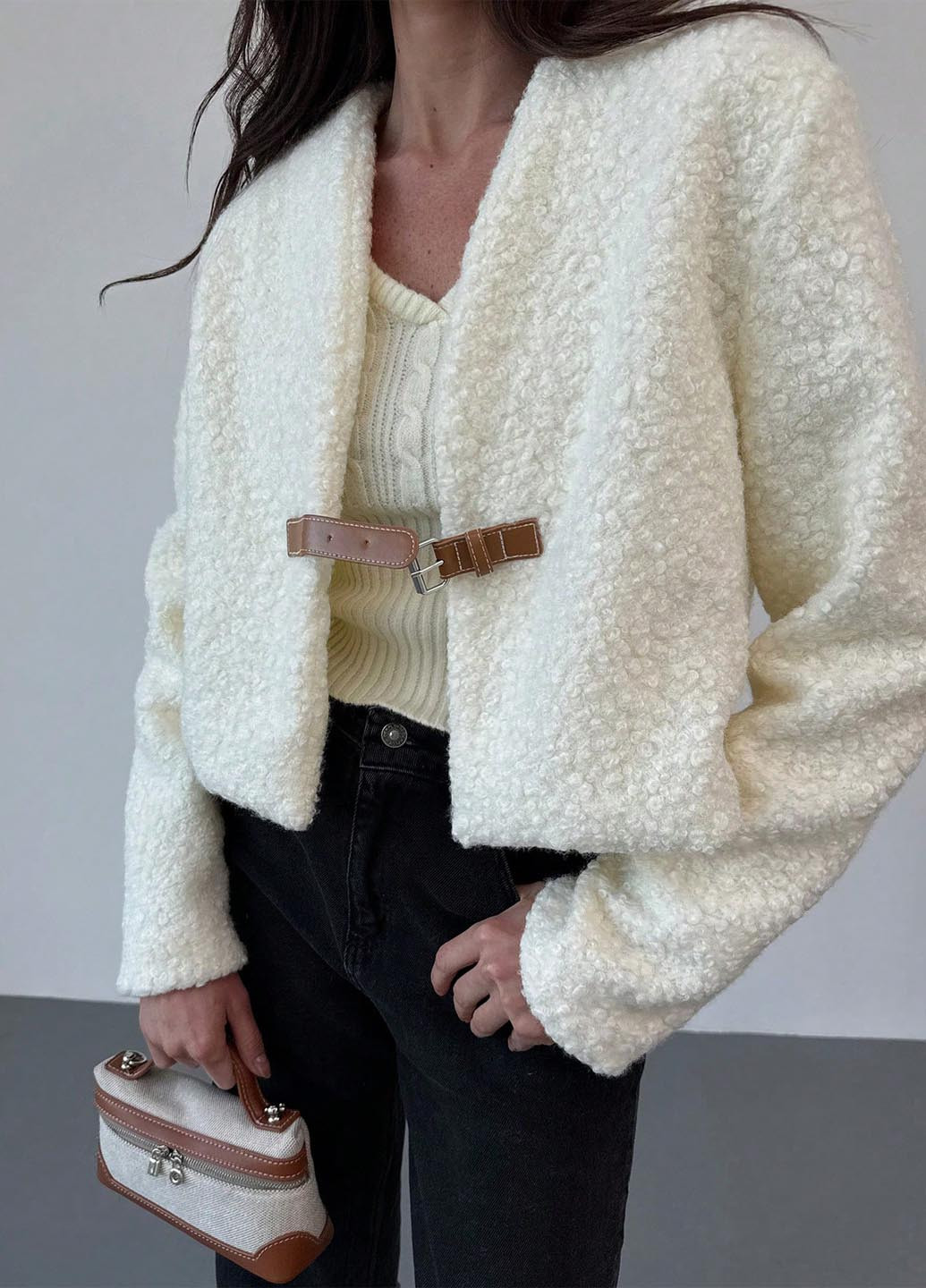 Кремовая демисезонная куртка SHEIN