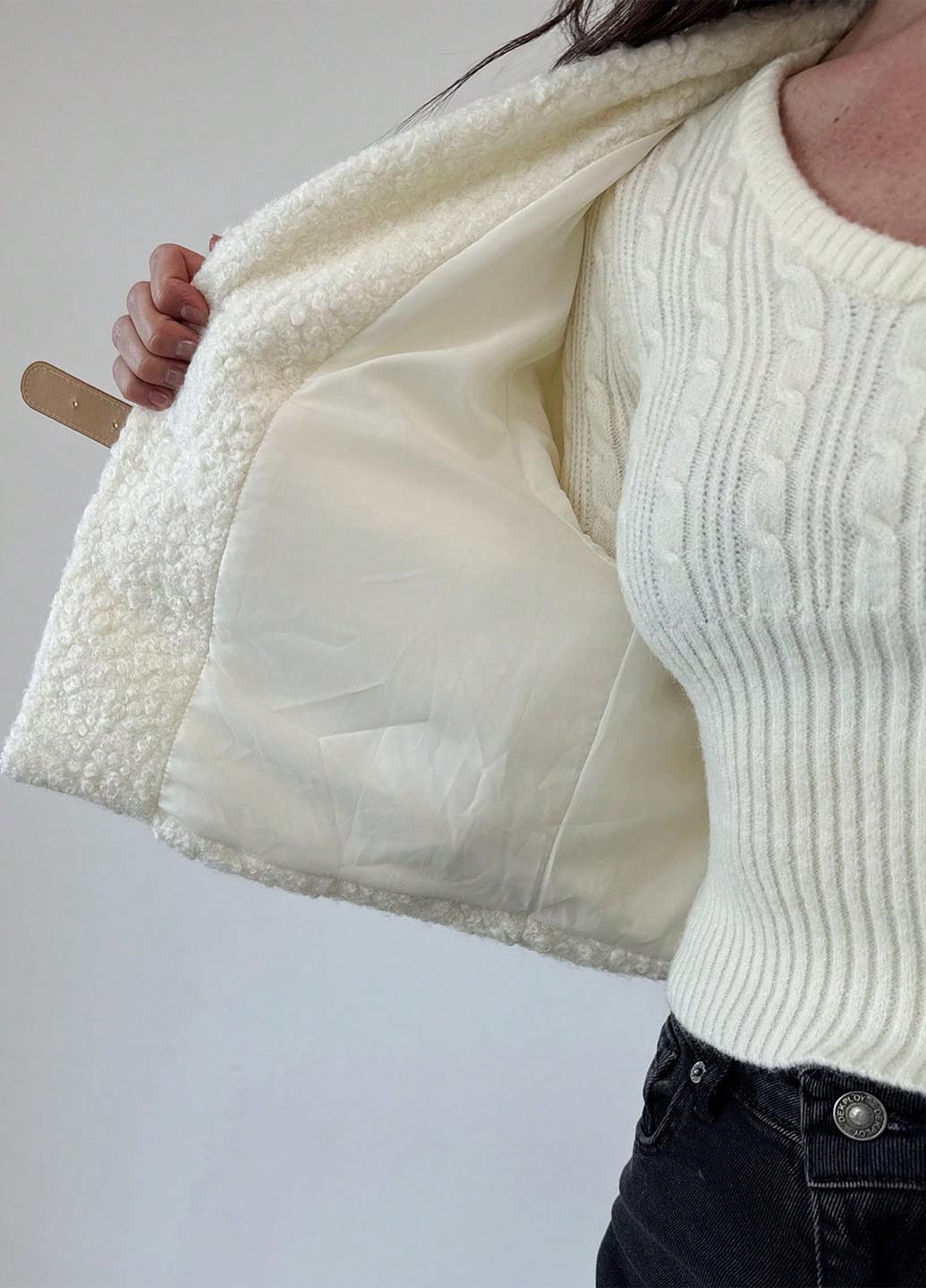 Кремовая демисезонная куртка SHEIN