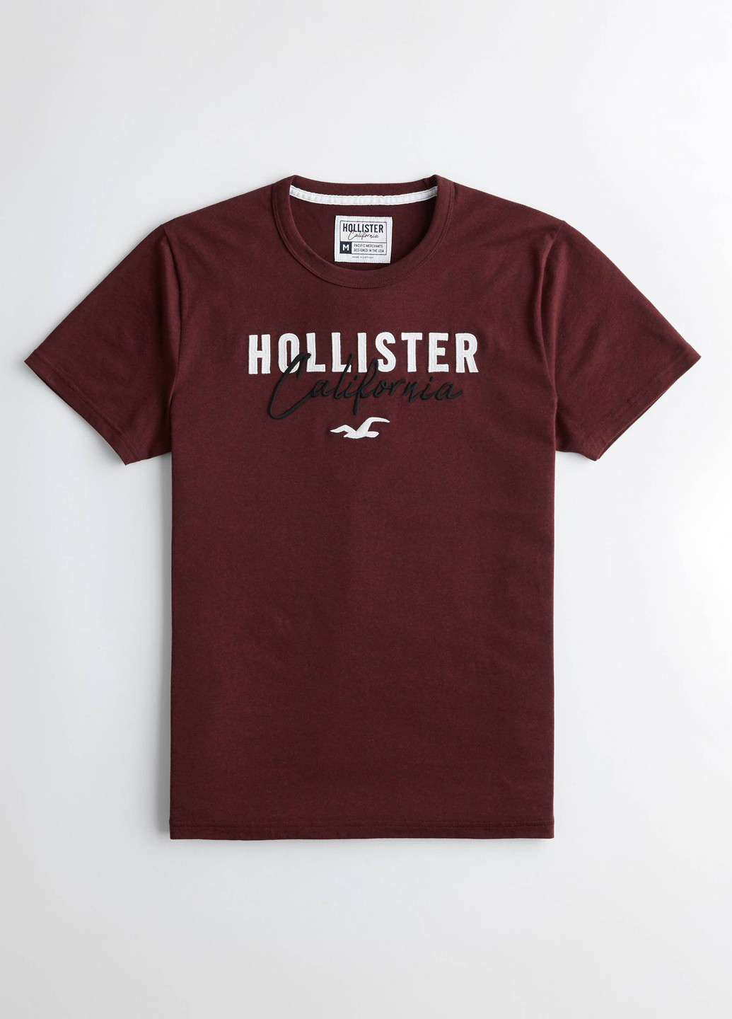 Бордовая футболка Hollister