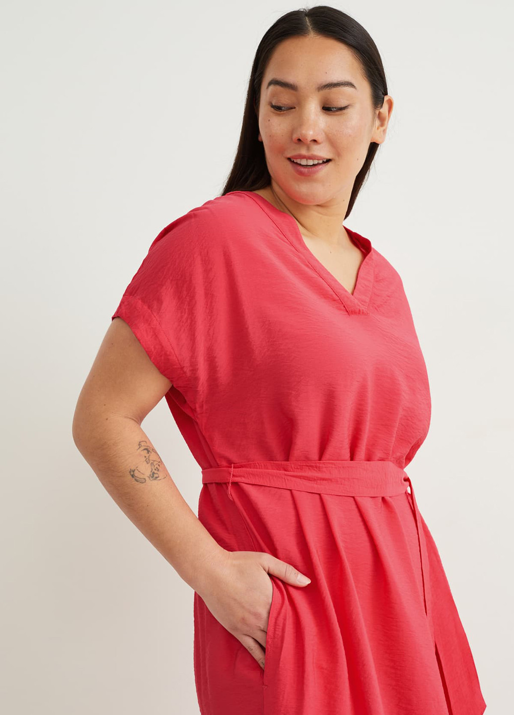 Розовое кэжуал платье C&A однотонное