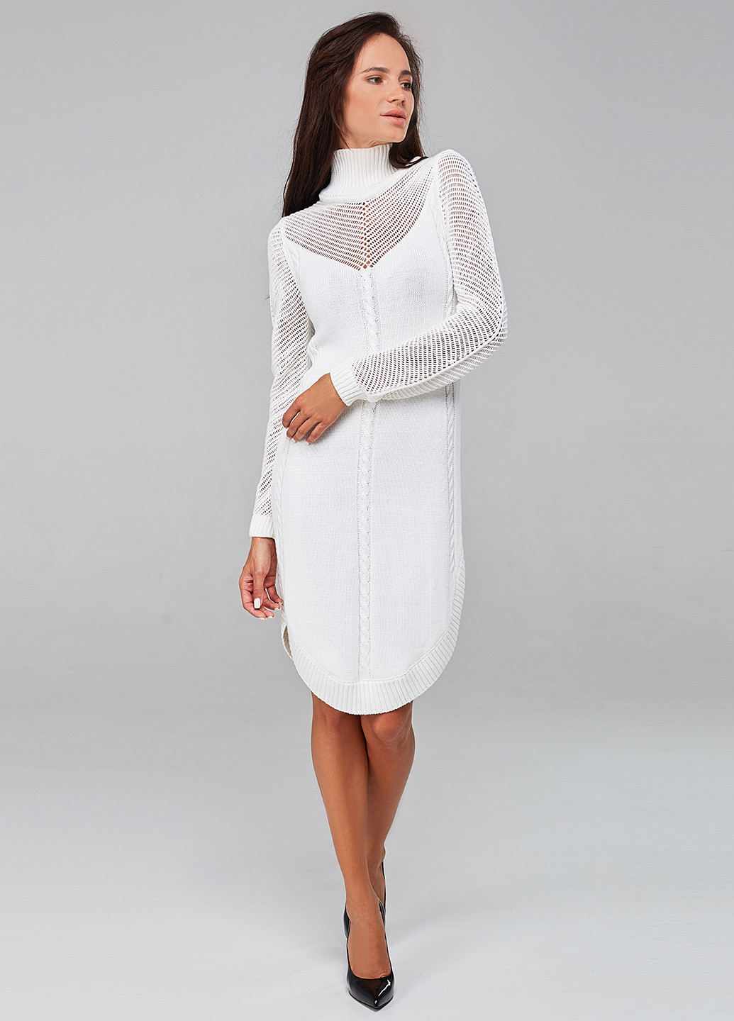 Белое кэжуал платье Brunello de Neri фактурное