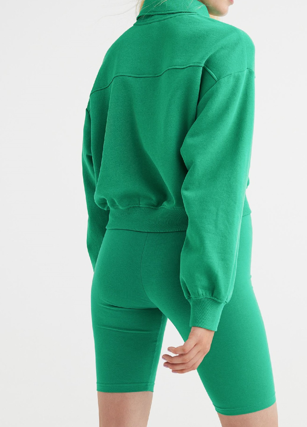 Свитшот H&M - крой однотонный зеленый кэжуал - (254974422)