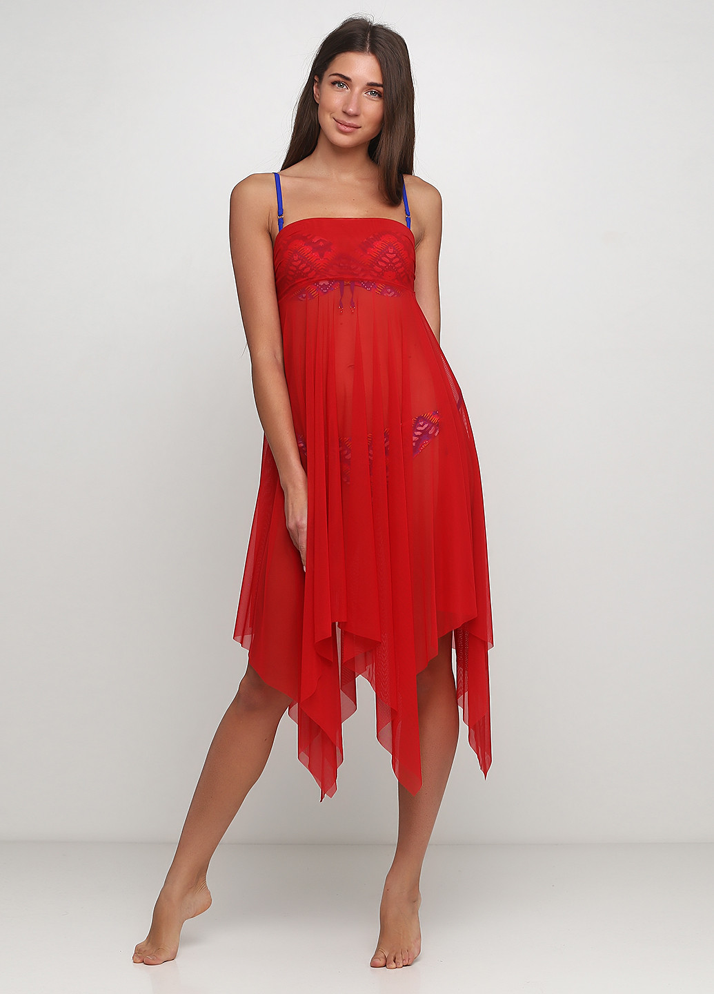 Красное пляжное платье бандо Anabel Arto однотонное
