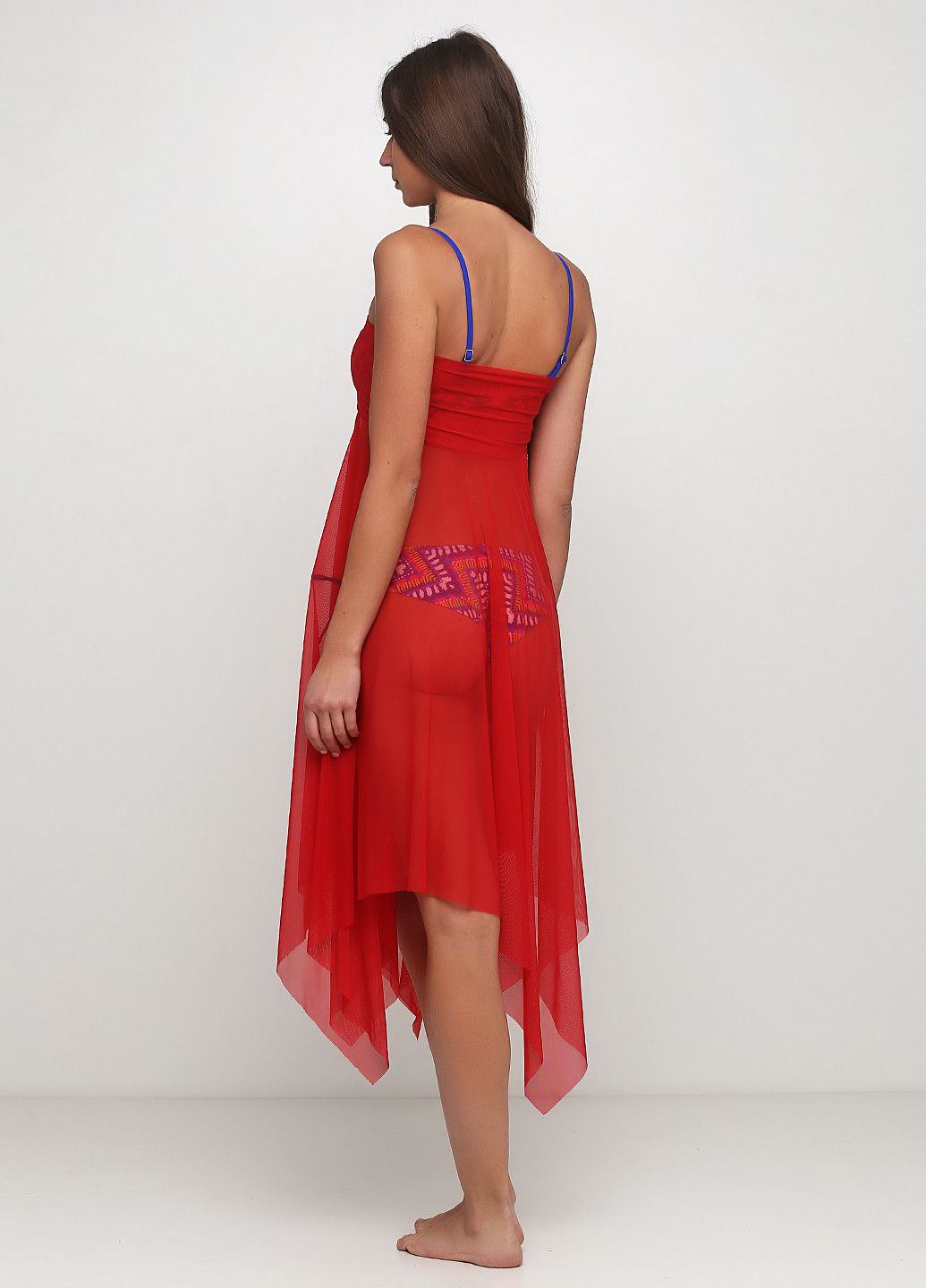Красное пляжное платье бандо Anabel Arto однотонное