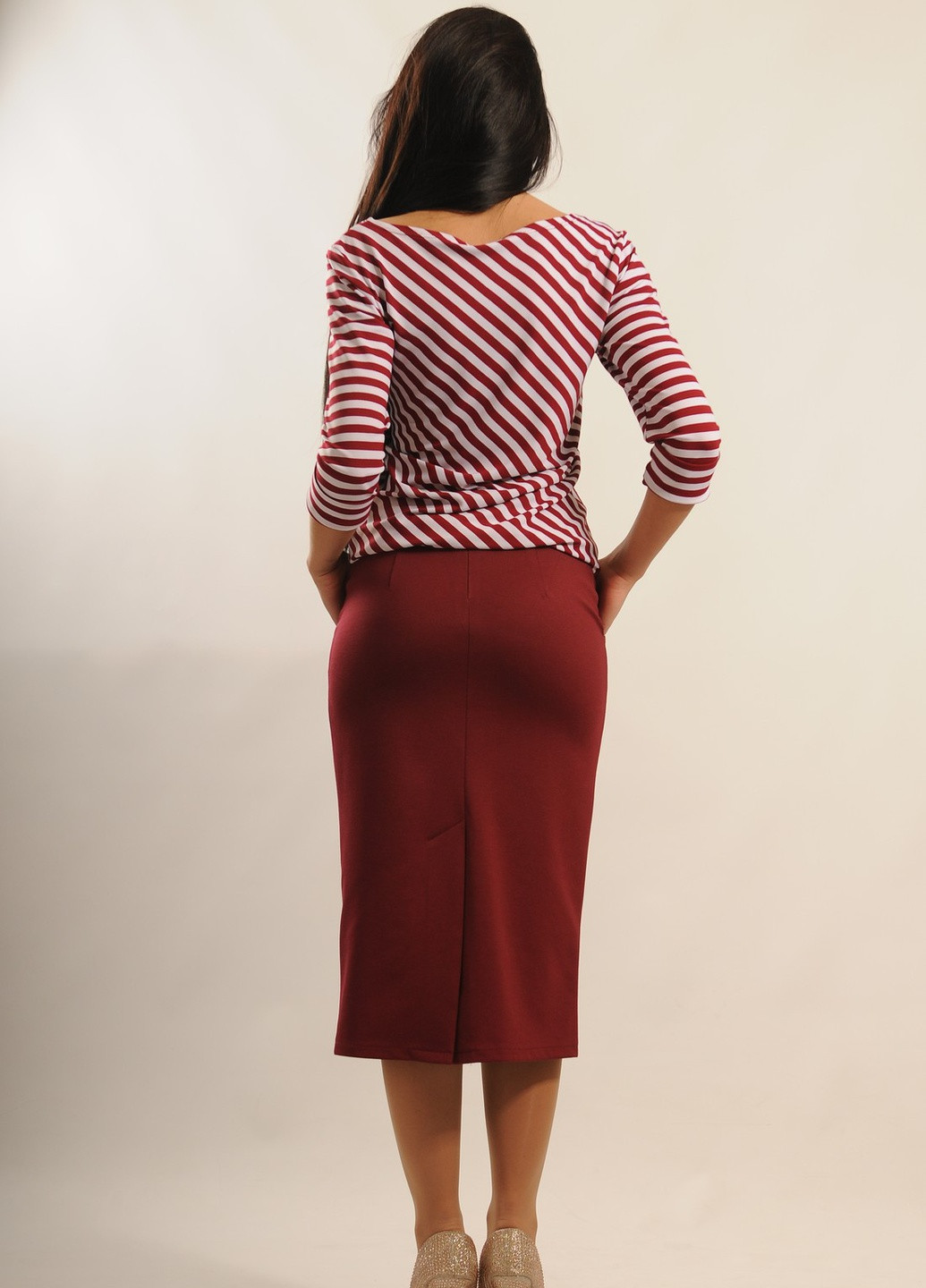 Бордовая кэжуал однотонная юбка Ри Мари