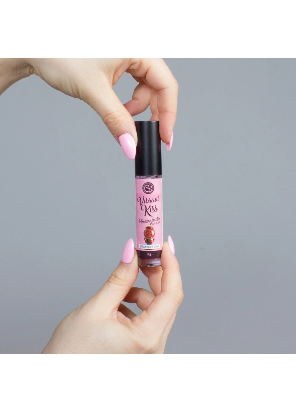 Блиск для губ із ефектом вібрації Strawberry Gum Lip Gloss Vibrant Kiss, 6 г Secret Play (251849831)
