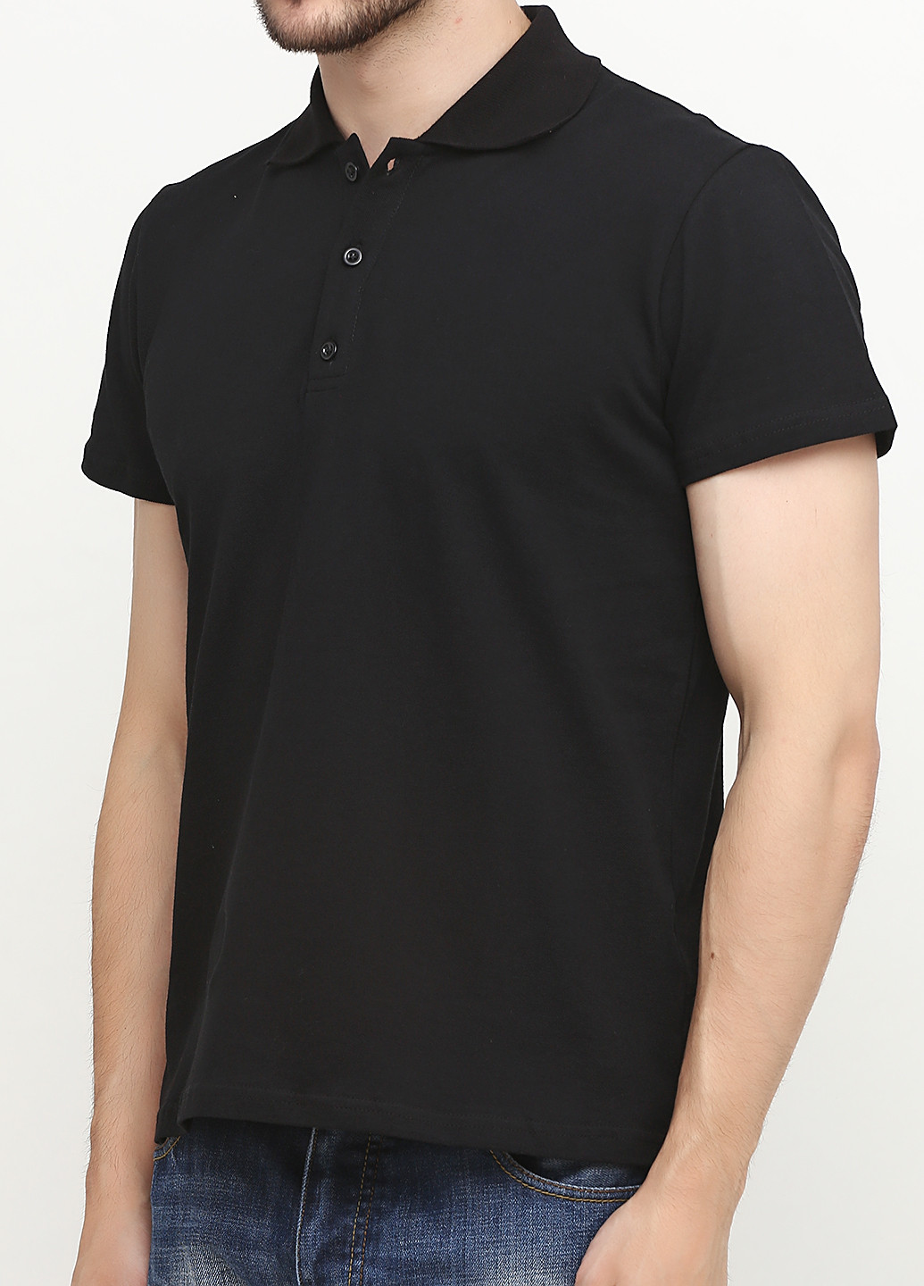 Черная футболка-поло для мужчин Manatki однотонная