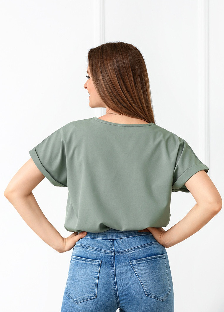 Оливковая летняя блузка-футболка Fashion Girl Moment