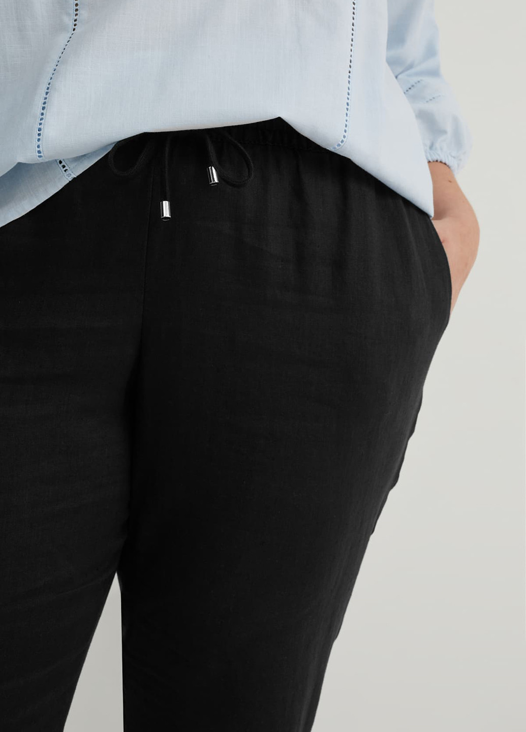 Черные кэжуал демисезонные прямые брюки C&A