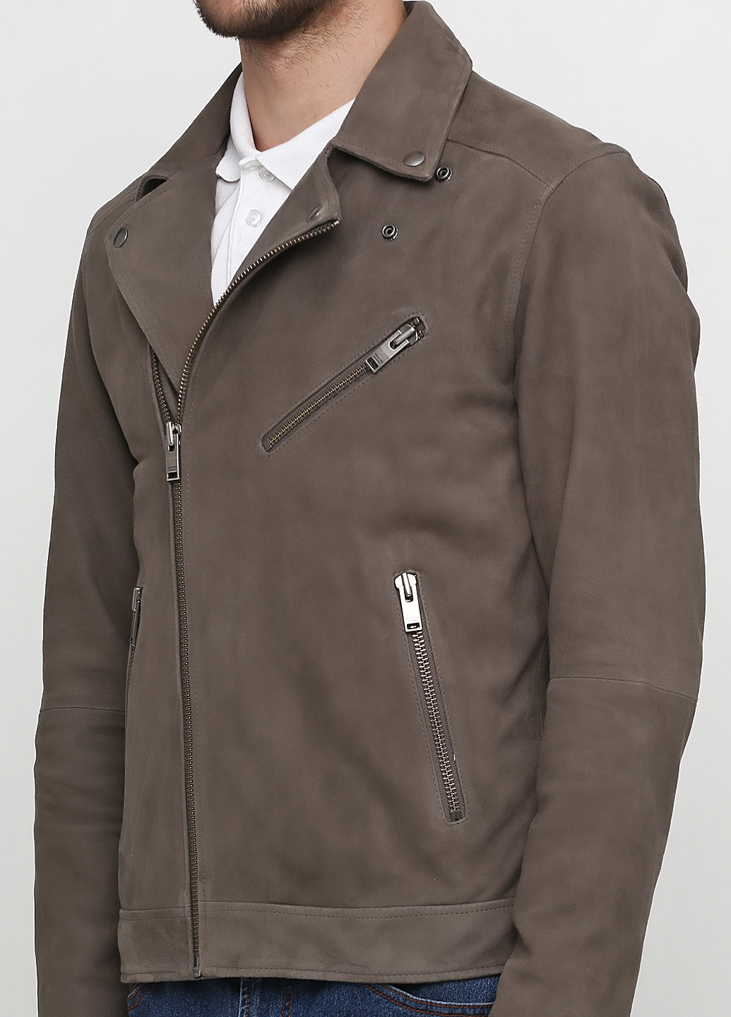 Оливковая (хаки) демисезонная куртка замшевая Selected