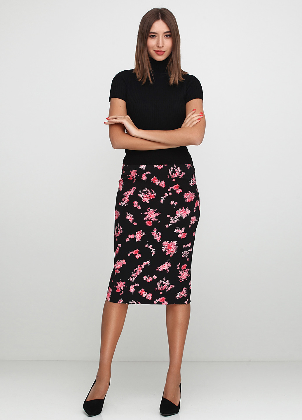 Черная кэжуал цветочной расцветки юбка Pinko