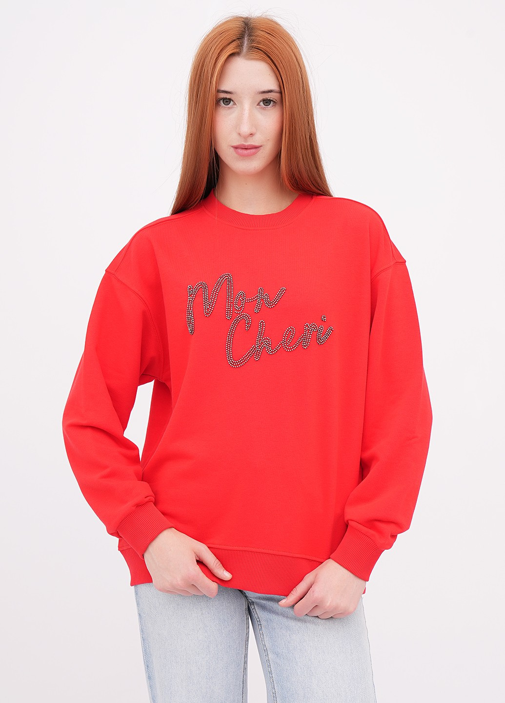 Красный свитшот EQUILIBRI однотонный бисер (355383188)