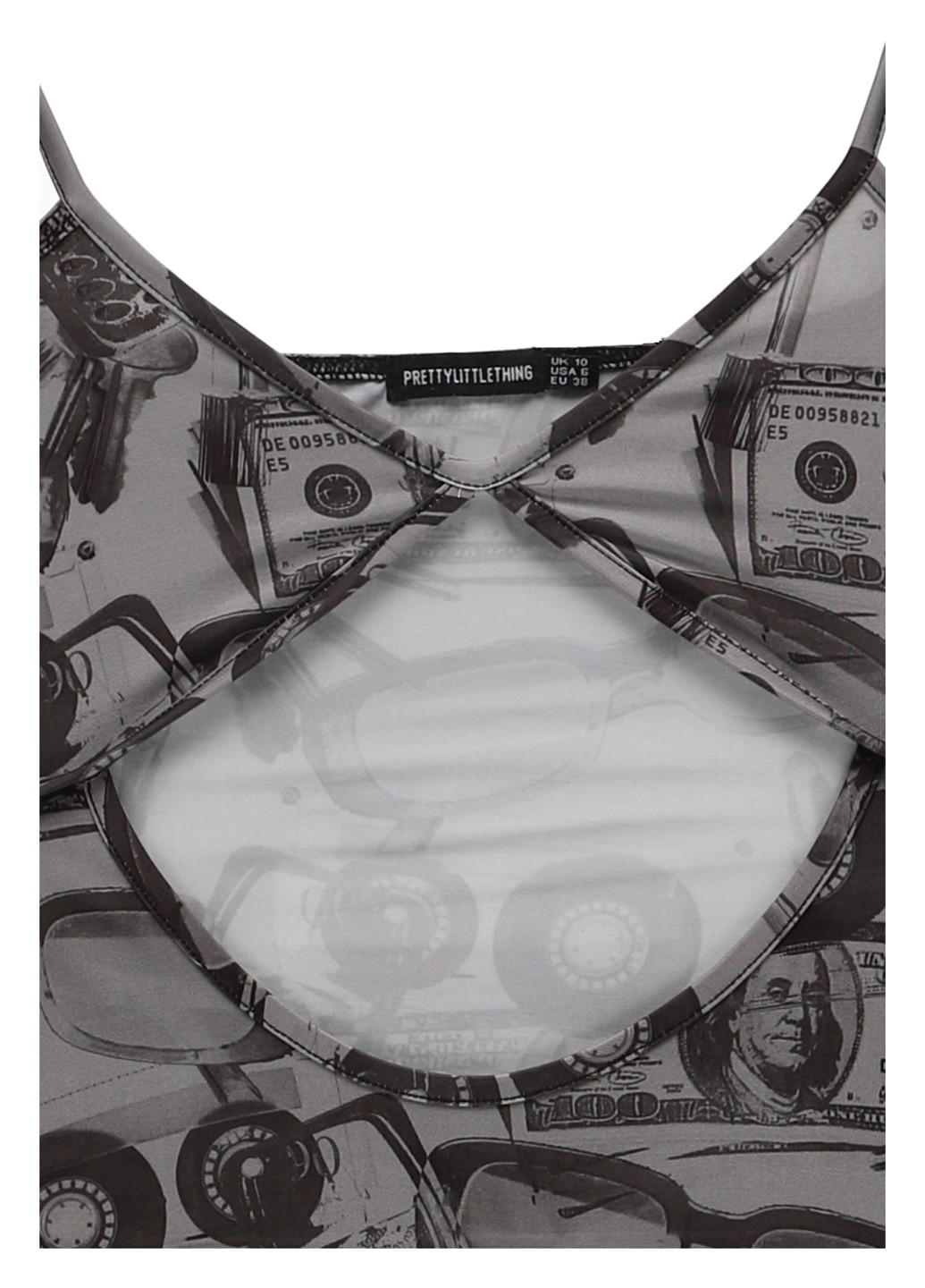 Серое кэжуал платье силуэтная PrettyLittleThing с рисунком