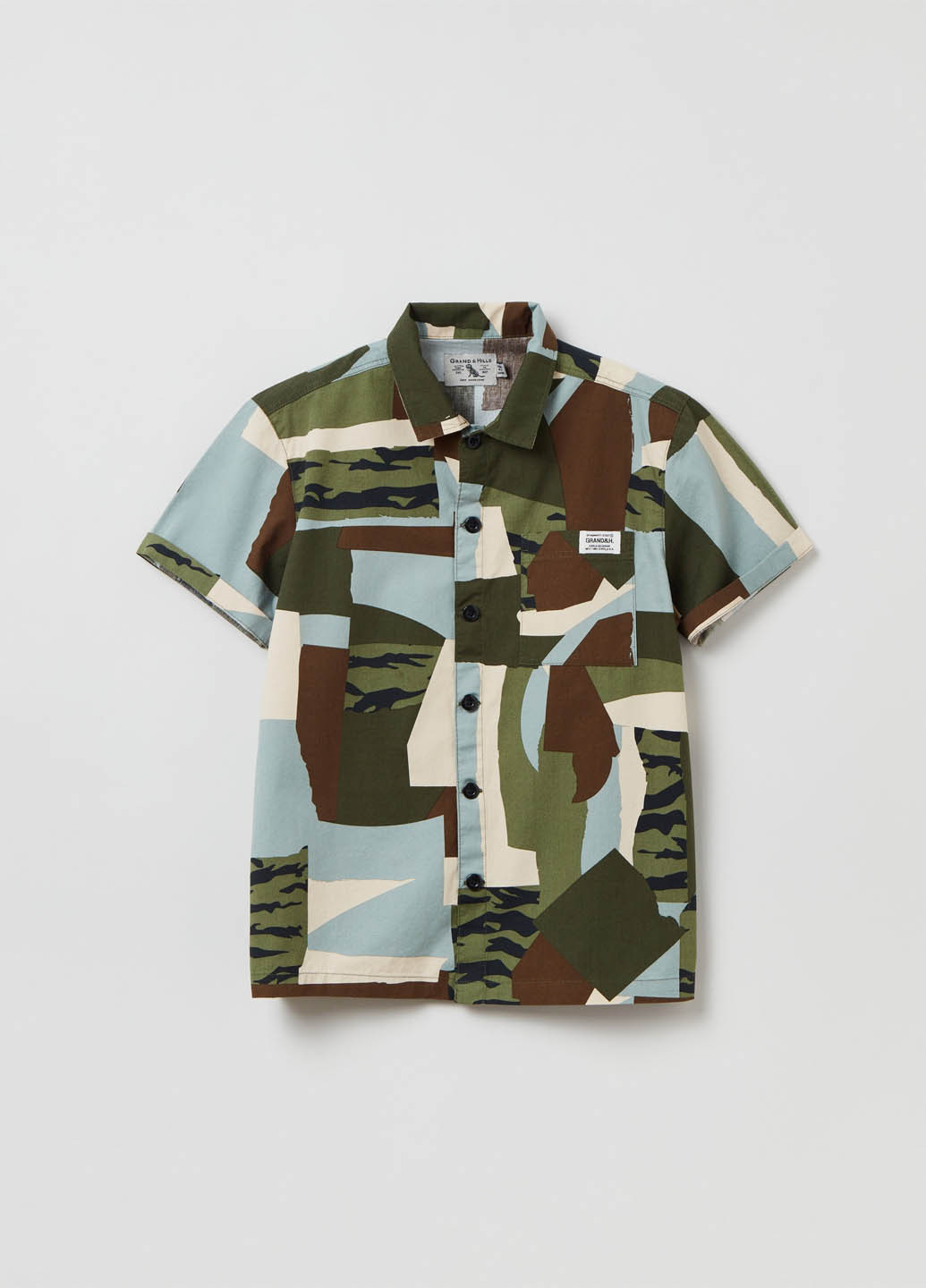 Оливковковая (хаки) кэжуал рубашка с геометрическим узором OVS