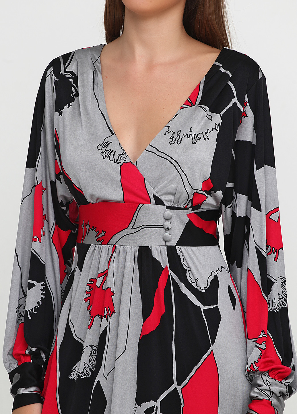 Комбинированное кэжуал платье в стиле ампир Tibi с абстрактным узором