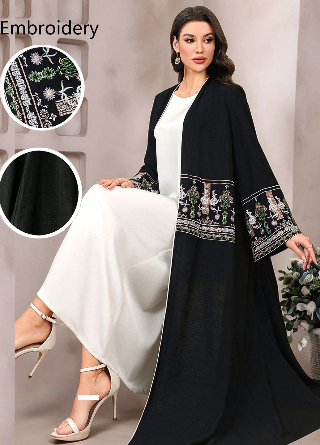 Чорна вечірня, кежуал сукня а-силует SHEIN з орнаментом