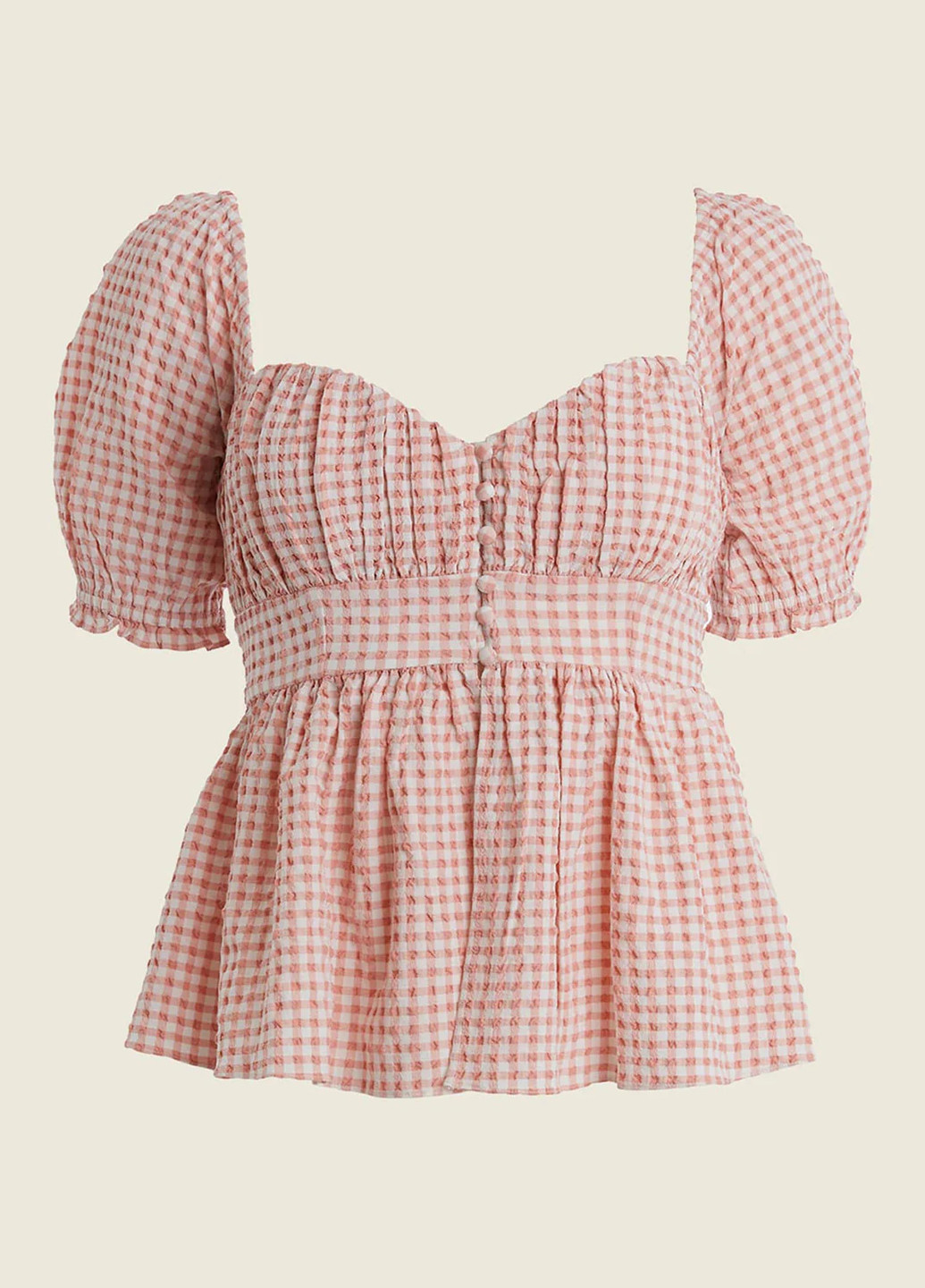 Персиковая летняя блуза с баской Guess